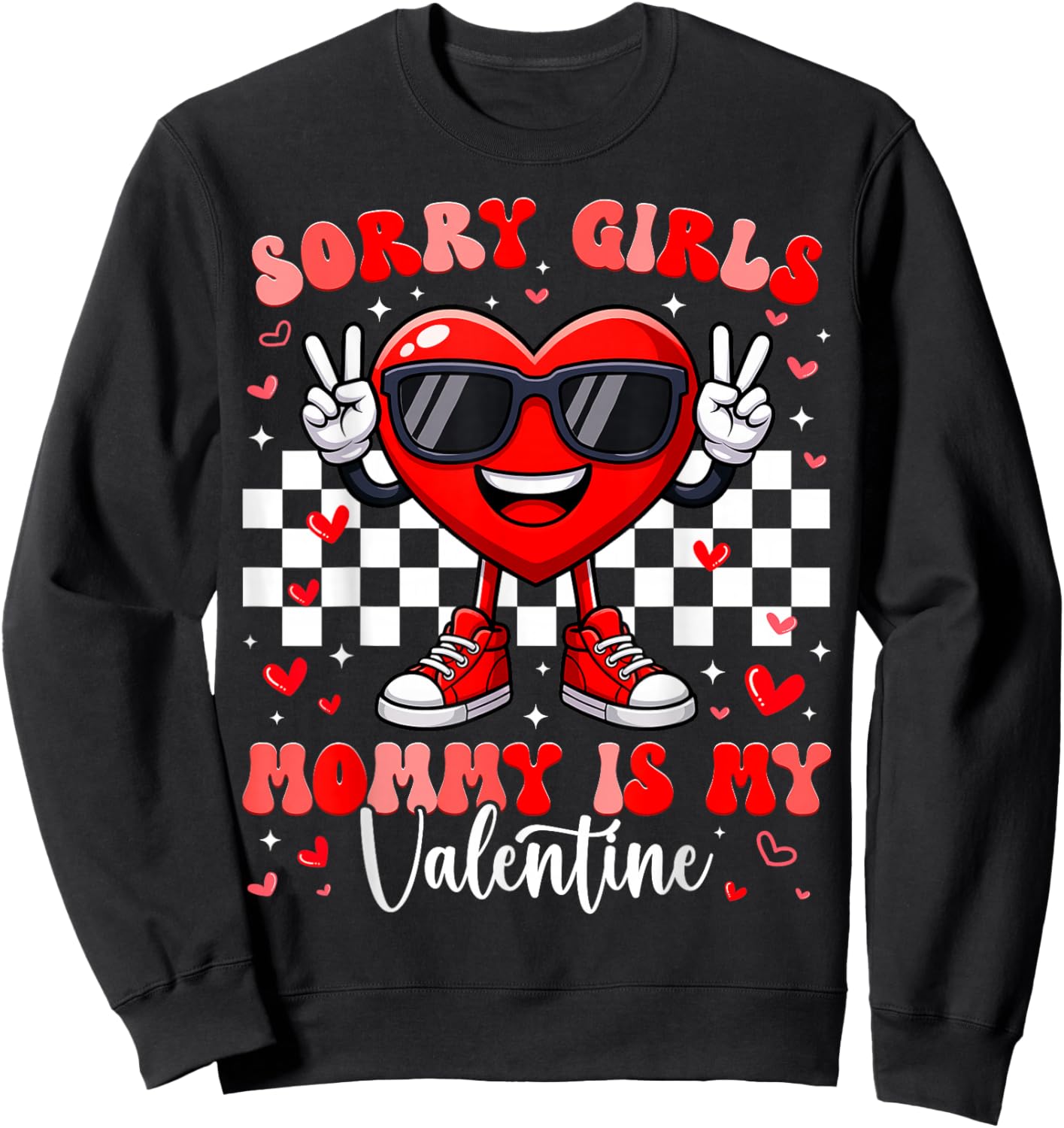 Funny Heart Peace Sign Outfit Toddler Boy Valentine Sweatshirt - Sweatshirt | Black