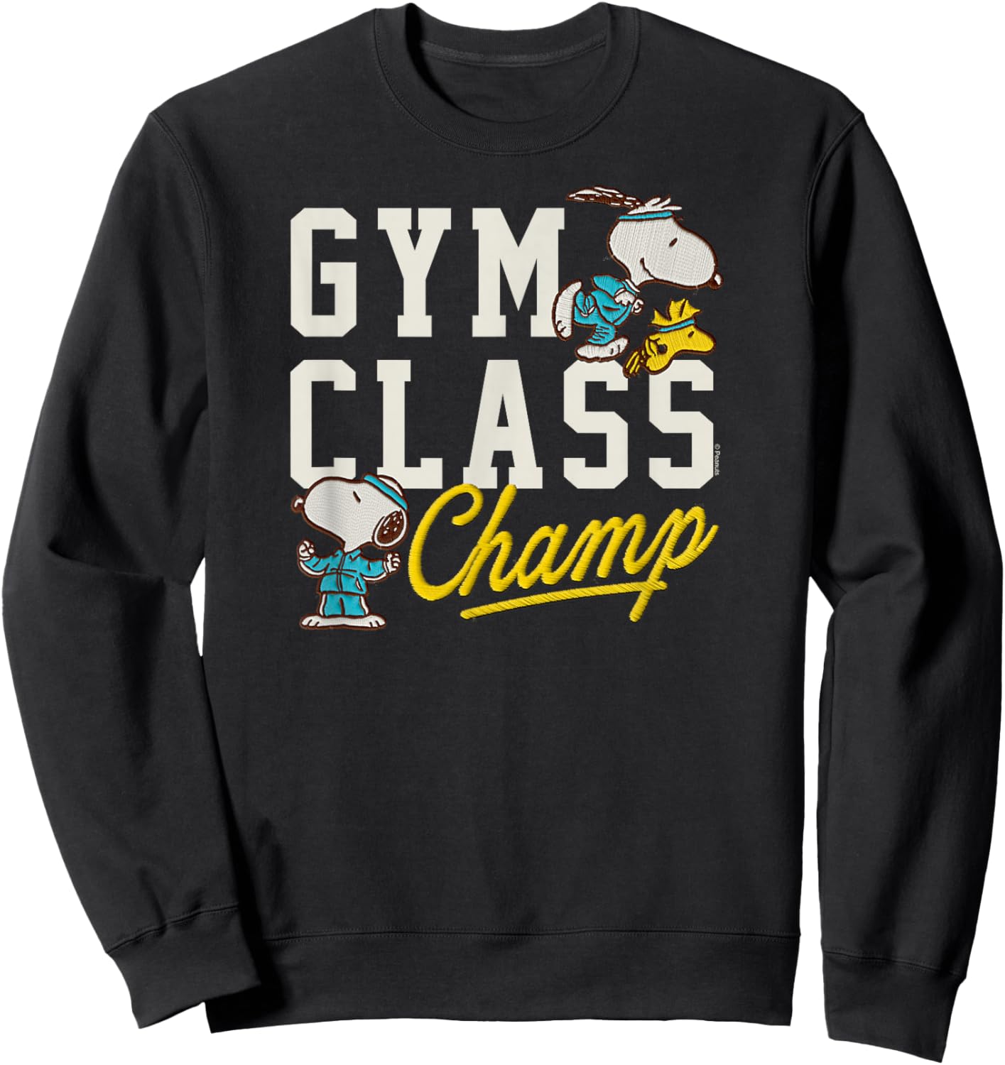Peanuts - Snoopy & Woodstock- Gym Class Champ Sweatshirt - Sweatshirt | Black