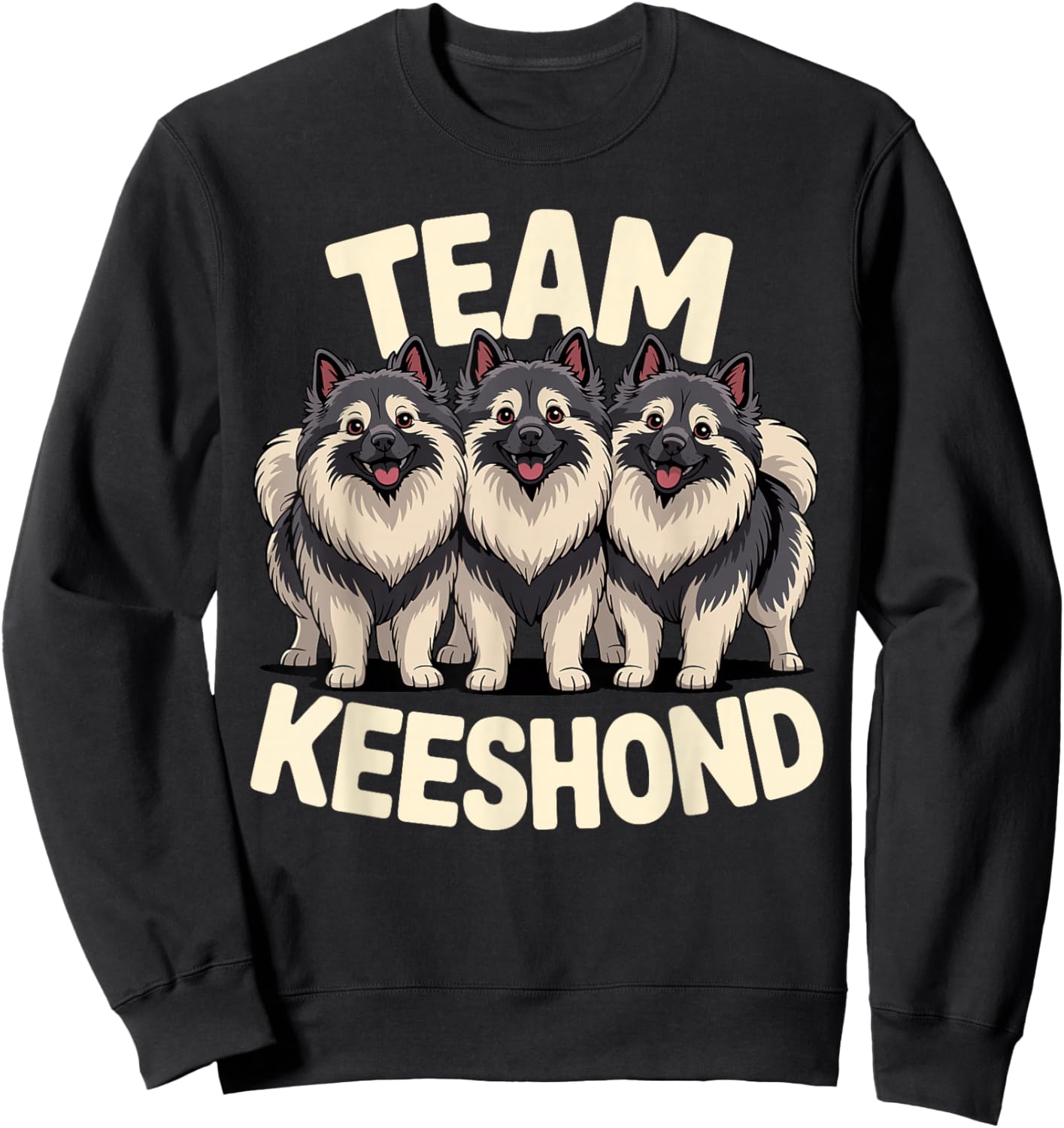 Puppy Cartoon Dutch Barge Dog Pet Dog Breed Team Keeshond Sweatshirt - Sweatshirt | Black