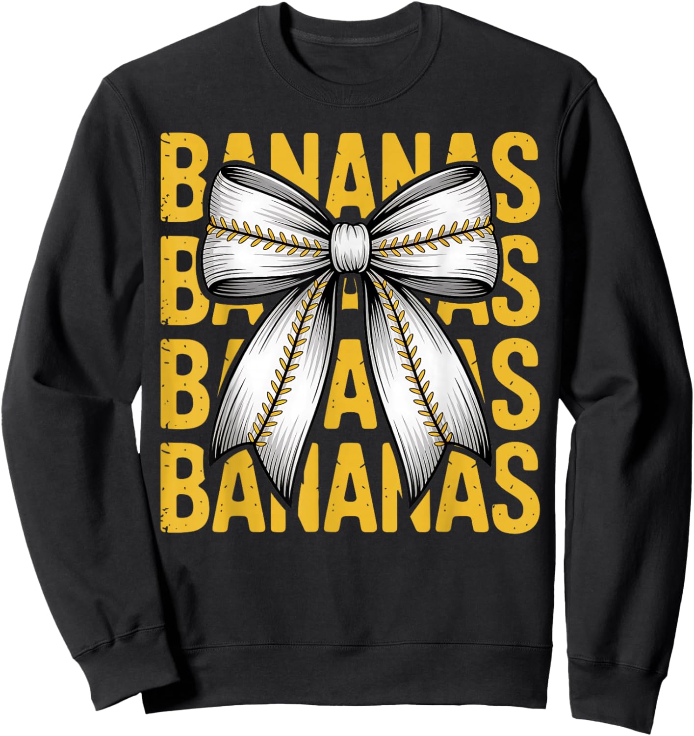 Bananas Coquette Bow Retro Stacked Text Women Girls Kids Sweatshirt - Sweatshirt | Black