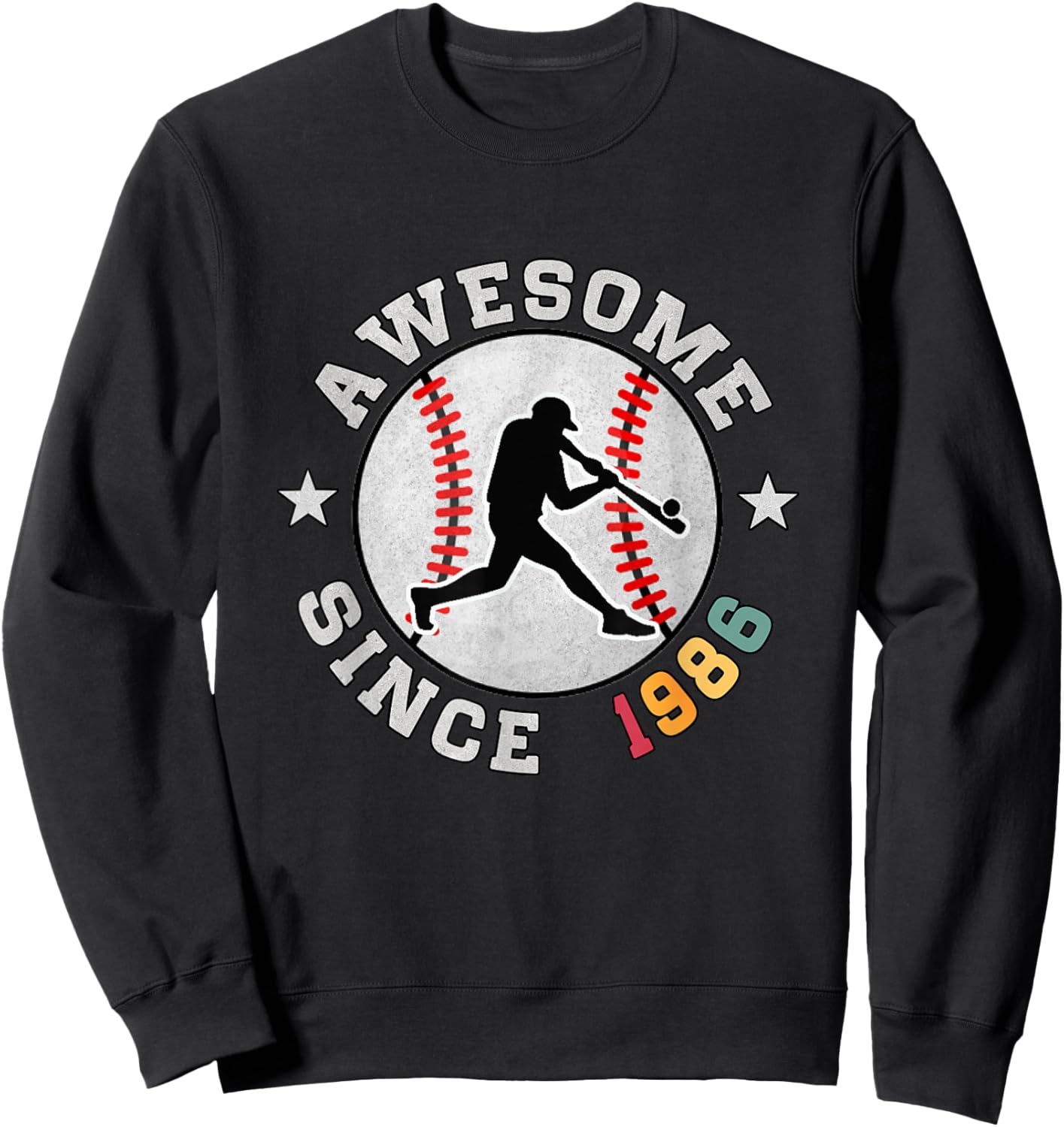 Birthday Baseball Lover Gift 40 Years Old Awesome Since 1986 Sweatshirt - Sweatshirt | Black