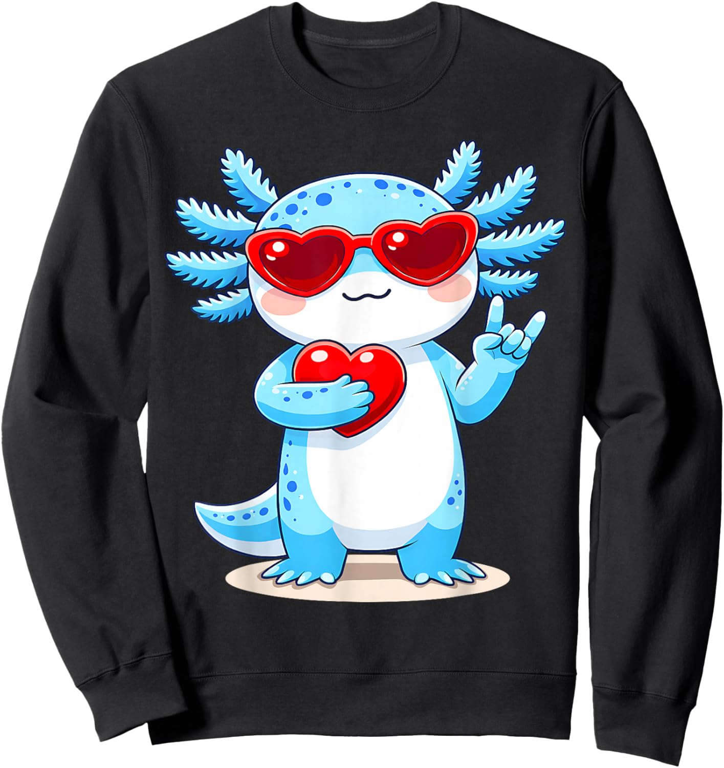 Cute Axolotl Valentines Day Love Funny Axolotl Boys Kids Sweatshirt - Sweatshirt | Black
