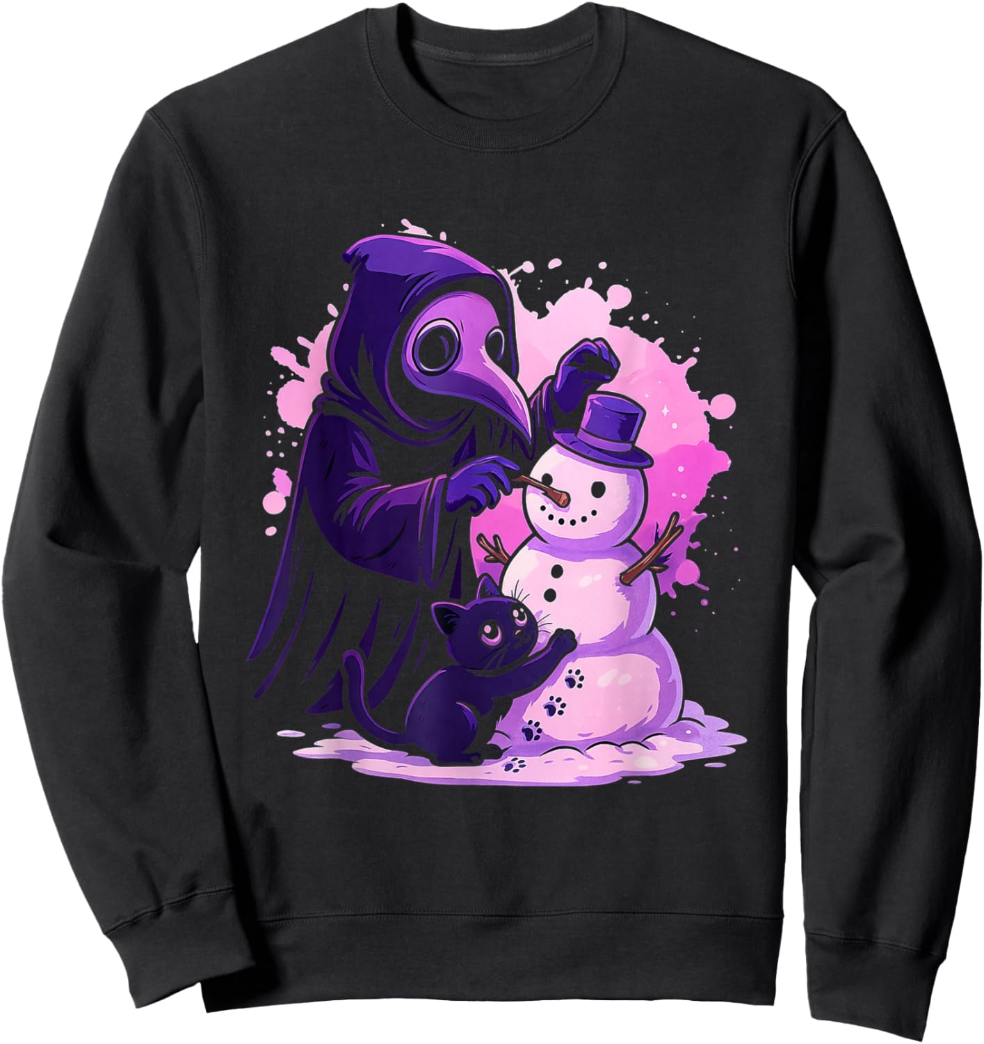 Pastel Goth Plague Doctor Snowman Women Girls Men Sweatshirt - Sweatshirt | Black