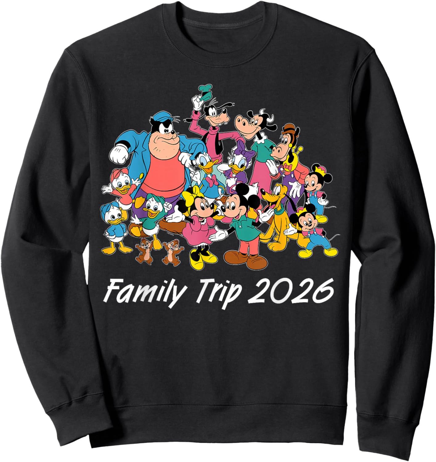 Disney Classic Characters Family Trip 2026 Matching Vacation Sweatshirt - Sweatshirt | Black