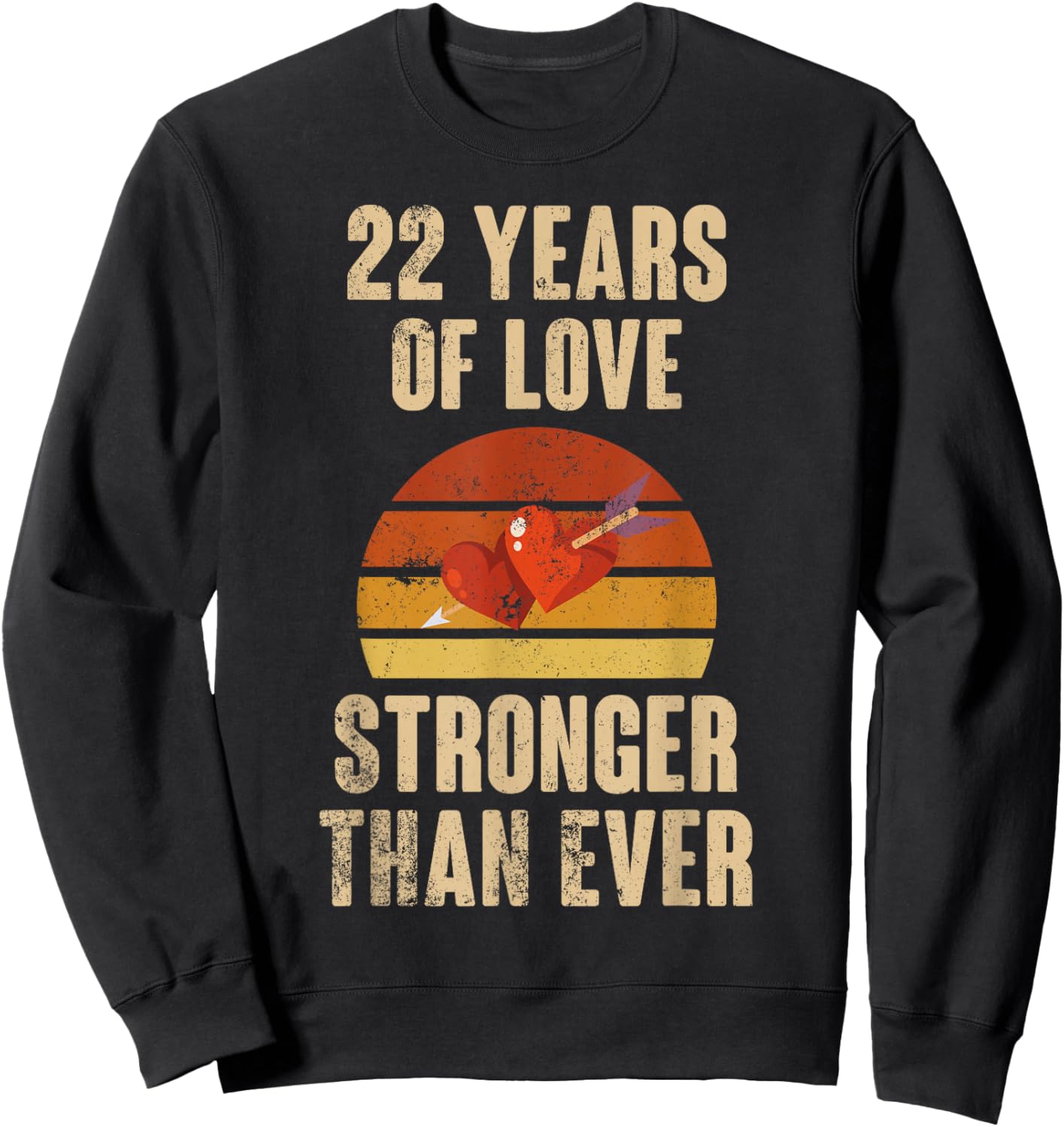 22 Years of Love Retro Vintage 22nd Wedding Anniversary Sweatshirt - Sweatshirt | Black