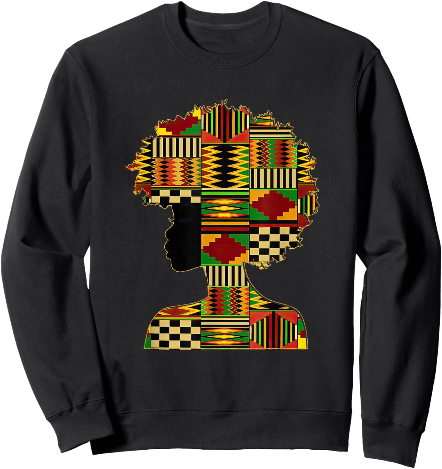 Black History Month Kente Afro Woman Girl African American Sweatshirt - Sweatshirt | Black