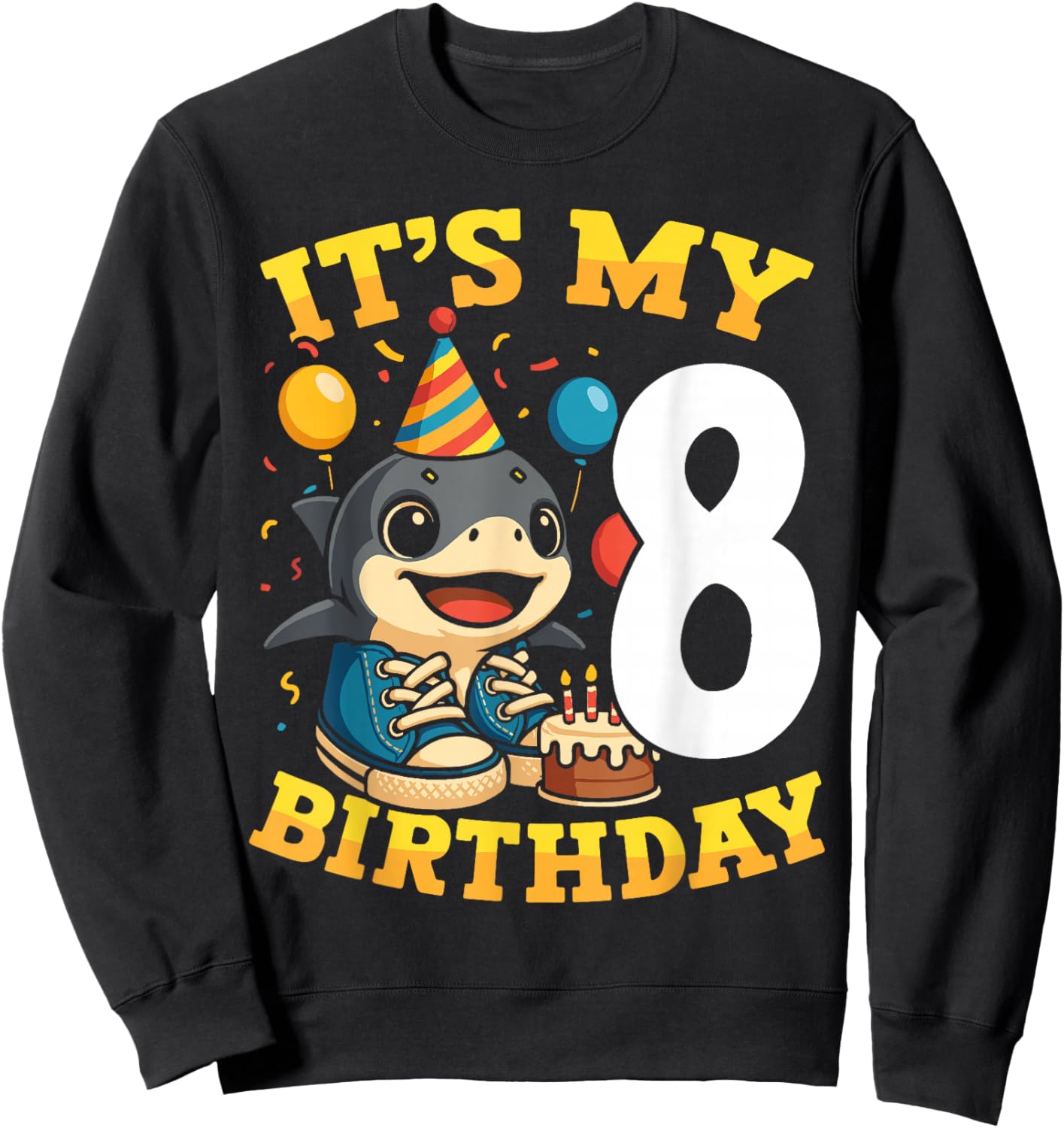 Italian Brainrot It's My Birthday 8 Age 8th Kids Boys Girls Sweatshirt - Sweatshirt | Black