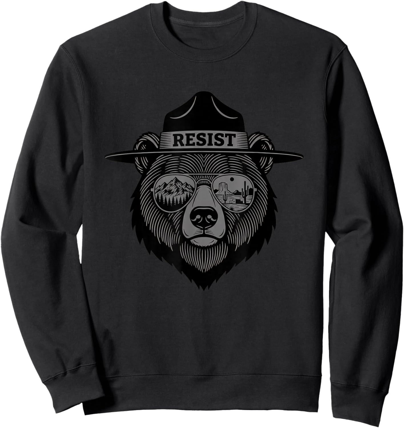 Resist Ranger Hat Sunglasses Nature Outdoors Sweatshirt - Sweatshirt | Black