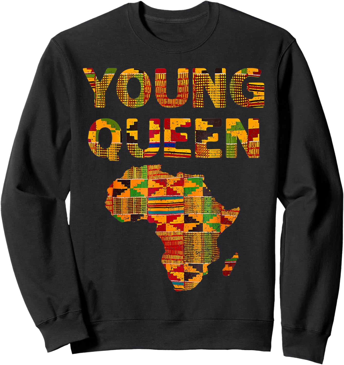 Cool Kente Cloth Art Kids Girls African Print African Queen Sweatshirt - Sweatshirt | Black