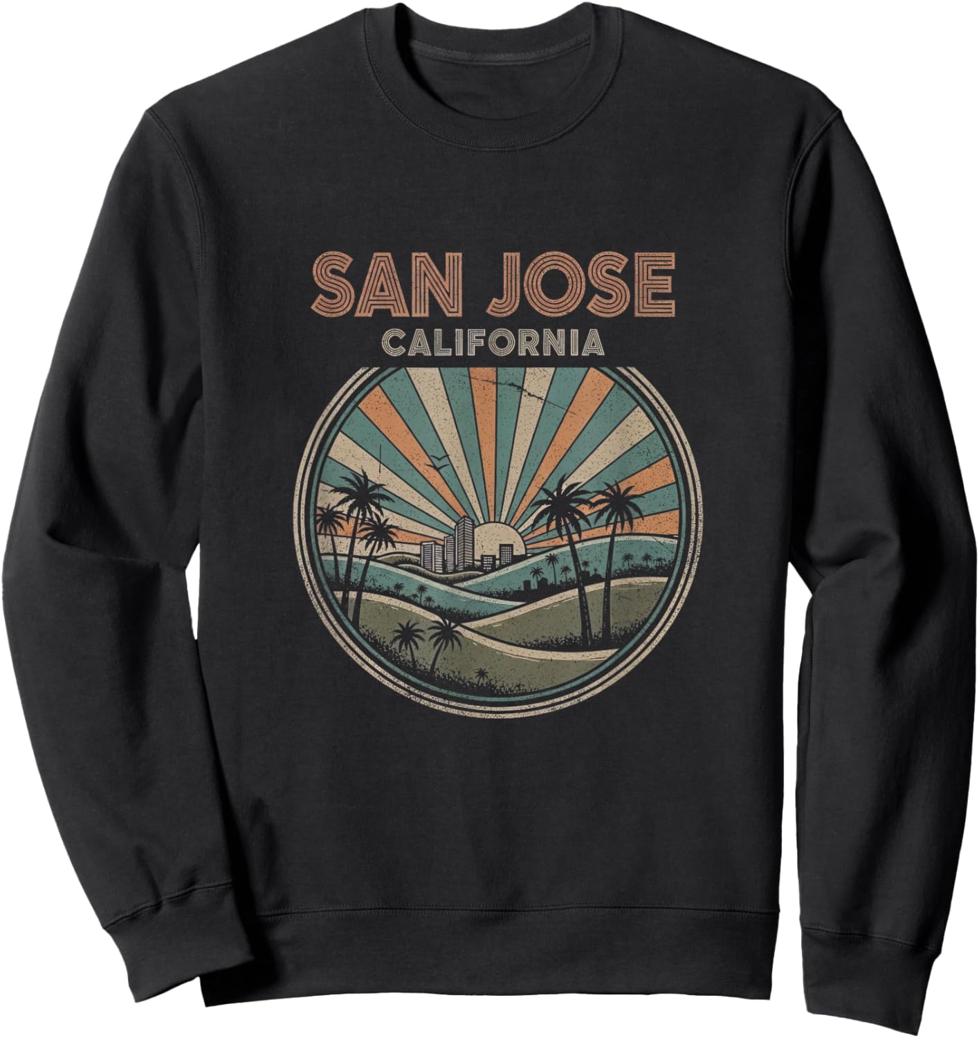 Vintage San Jose California Art Design Sweatshirt - Sweatshirt | Black