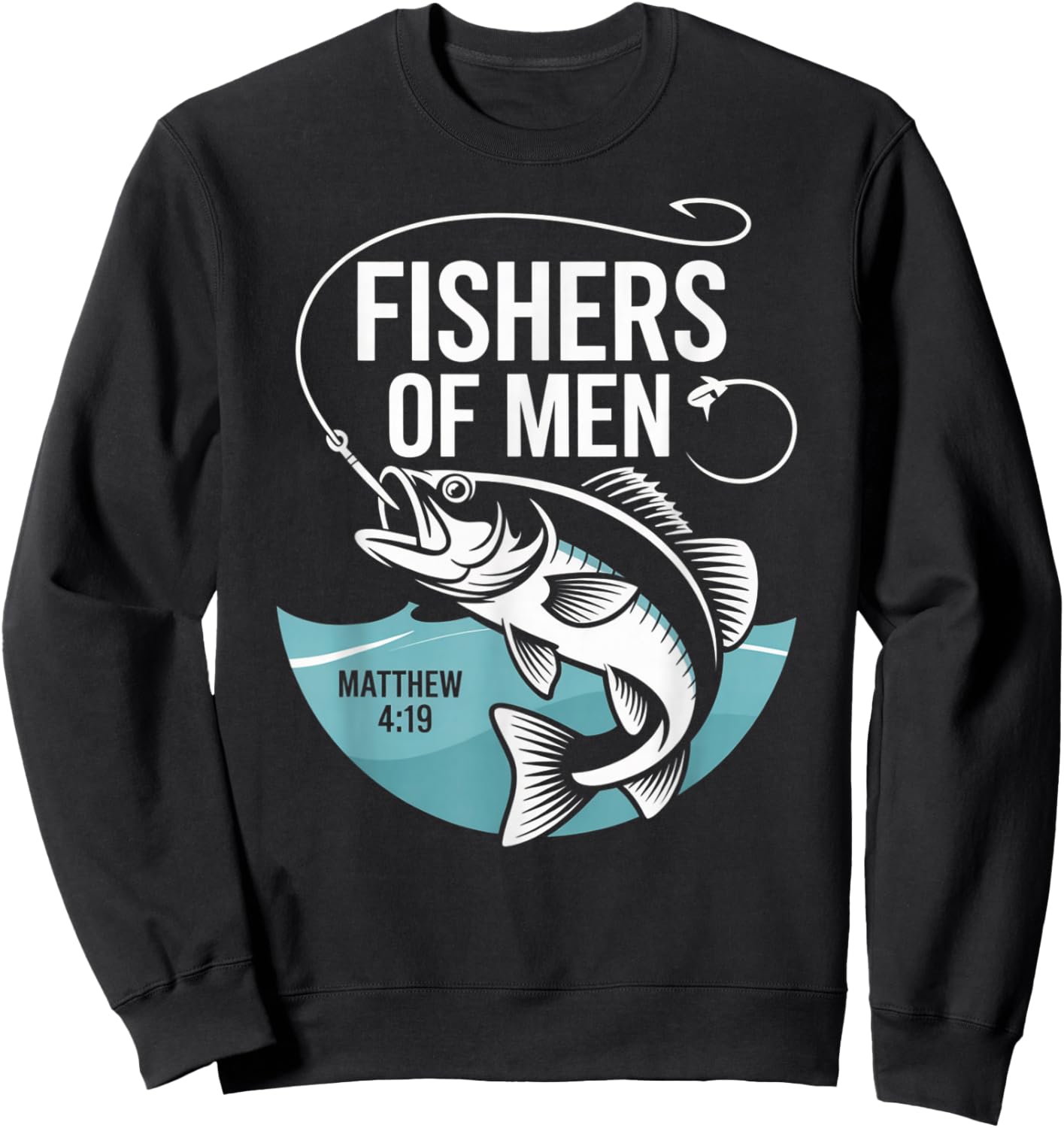 Christian Angler Fishers of Men Matthew 4 19 Verse Sweatshirt - Sweatshirt | Black