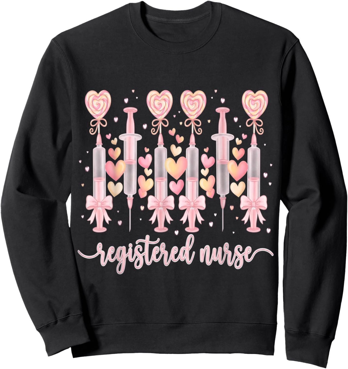 Healthcare Heart Registered Nurse RN Valentines Nurses Sweatshirt - Sweatshirt | Black