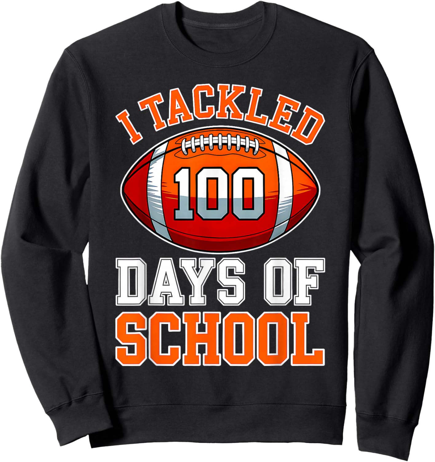 100th Day of School Kids Football 100 Days of School Boys Sweatshirt - Sweatshirt | Black