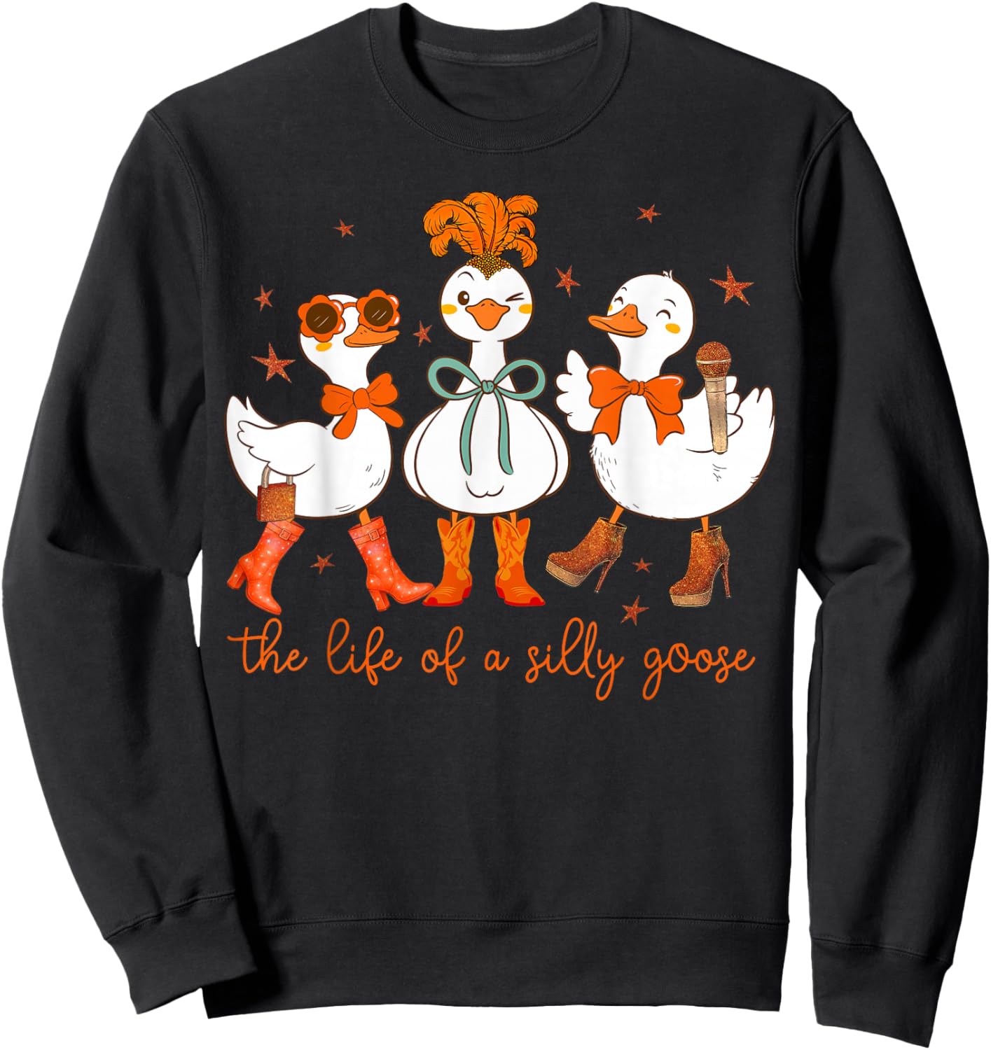 Funny The Life of a Silly Goose Retro Goose Meme Show Girl Sweatshirt - Sweatshirt | Black