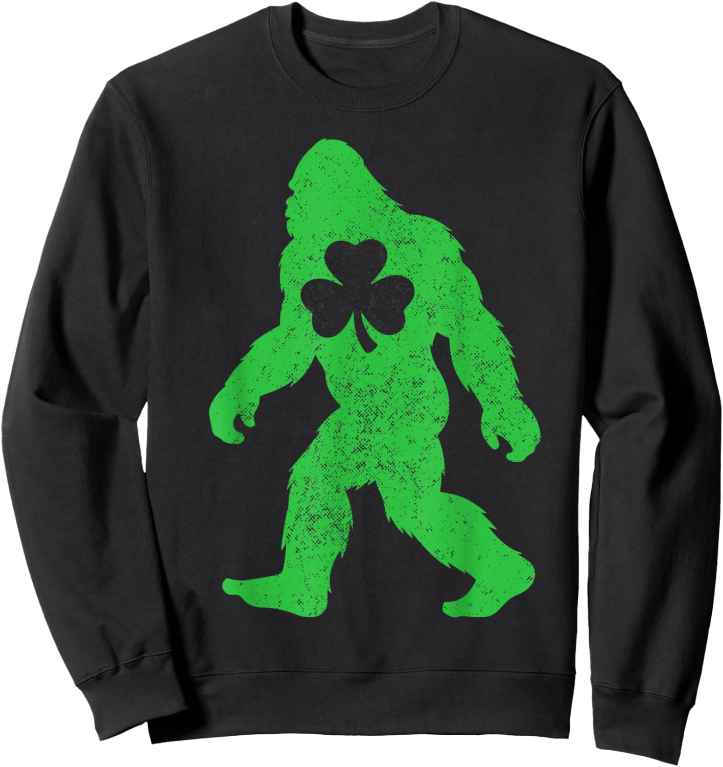 St Patricks Day Bigfoot Sasquatch Shamrock Men Women Kids Sweatshirt - Sweatshirt | Black