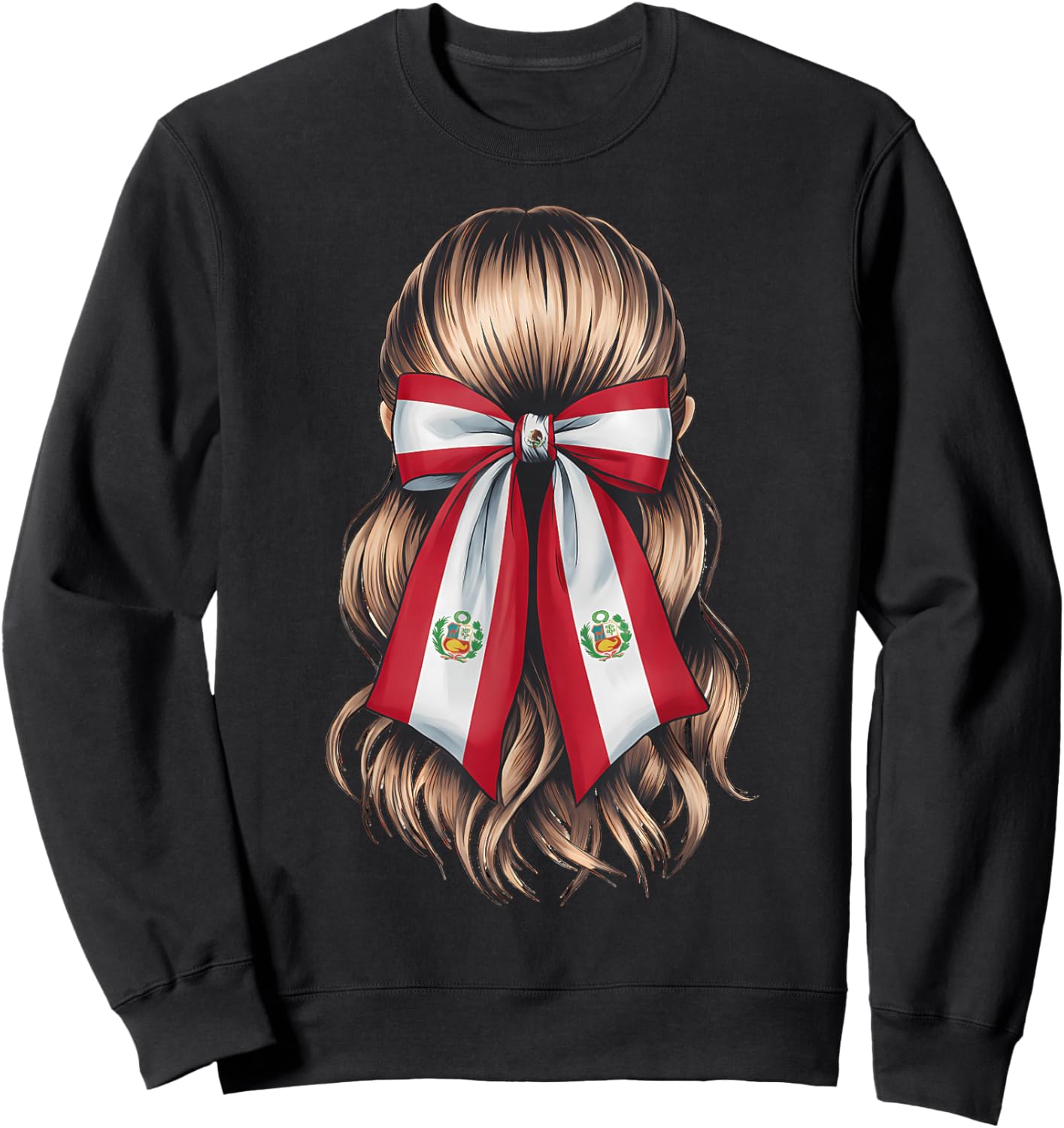 Peru Flag Coquette Bow Peruvian Flag Peruvian Pride Sweatshirt - Sweatshirt | Black