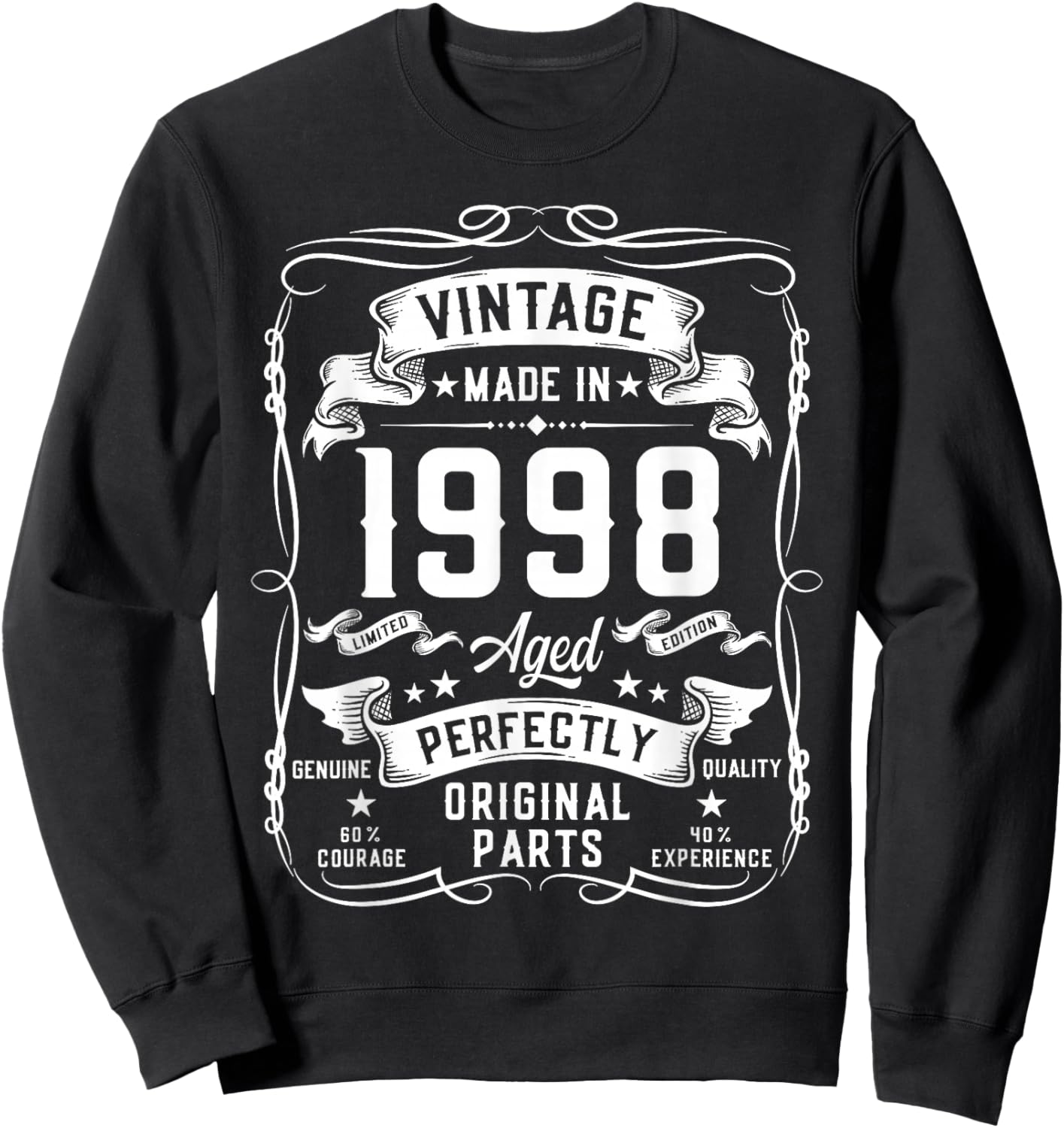 Vintage 1998 28yr 28th Birthday Gifts 28 Years Old Sweatshirt - Sweatshirt | Black