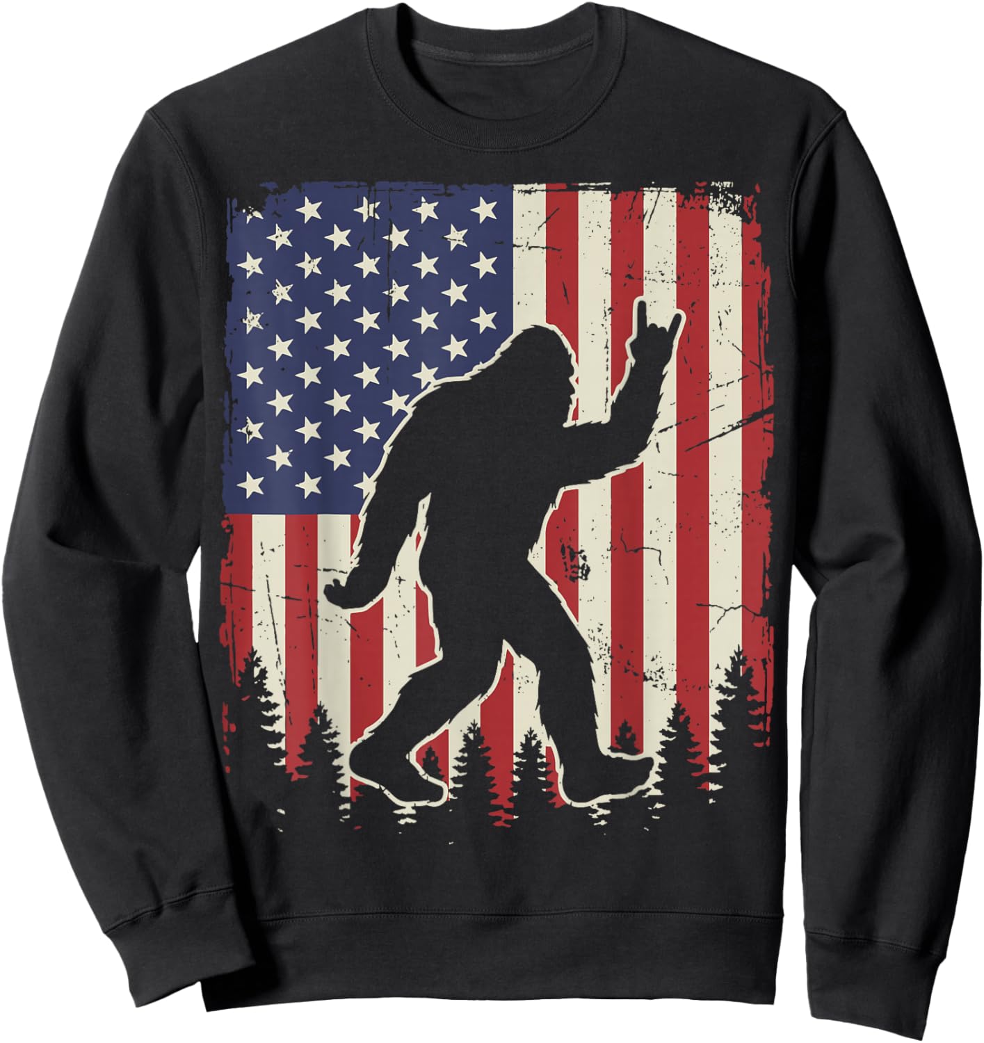 Bigfoot USA Flag Sweatshirt - Sweatshirt | Black