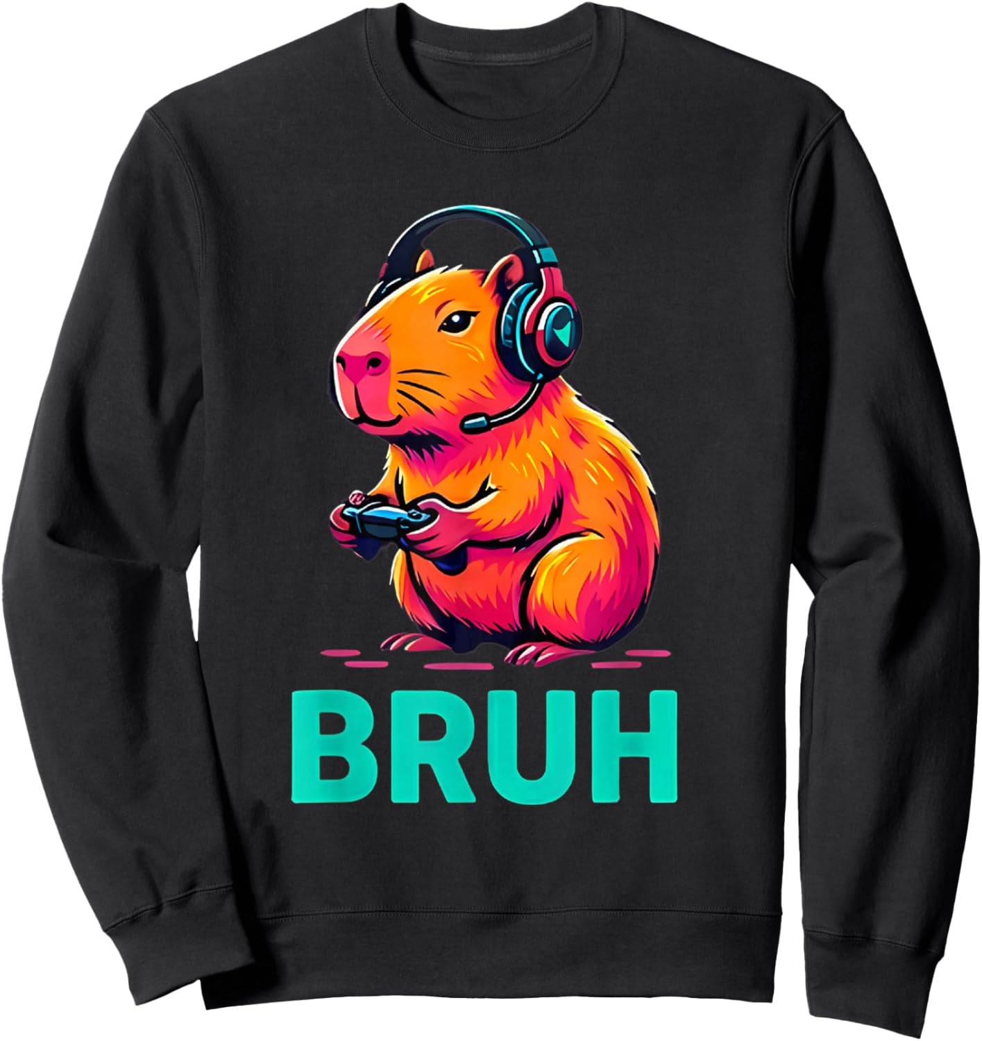 Bruh Capybaras Bruh Video Games Boys Capybara Sweatshirt - Sweatshirt | Black