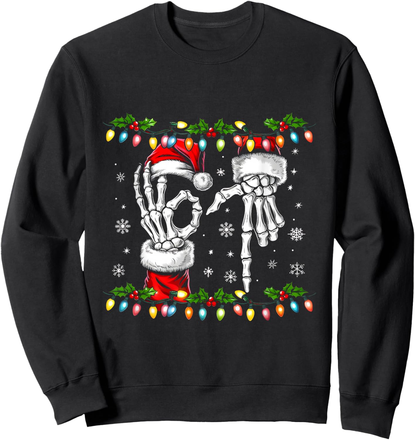 Funny Christmas Six Seven Viral Meme Trendy 6 7 Couples Sweatshirt - Sweatshirt | Black