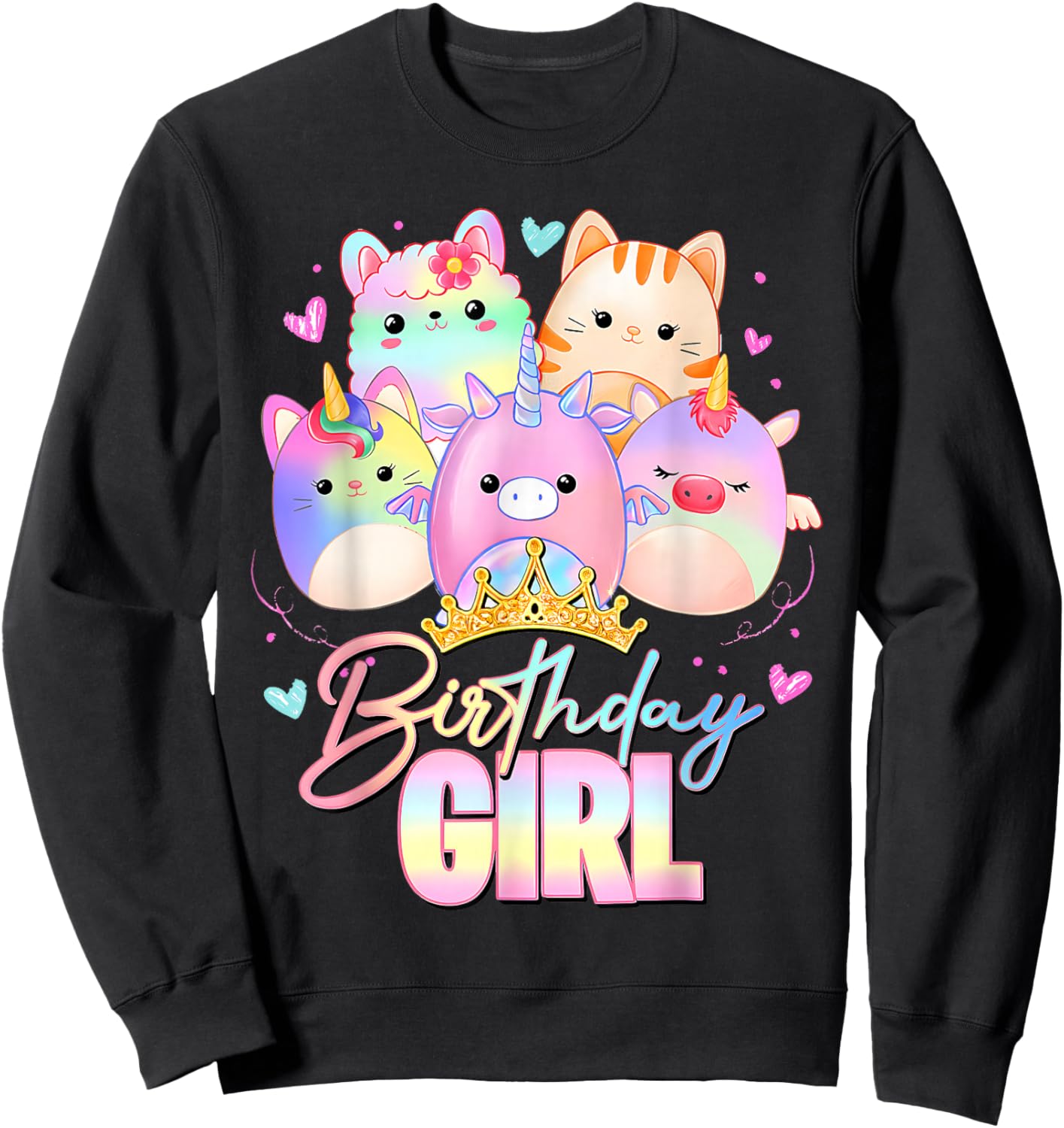 Cute Birthday Girl Squish Squad Funny Birthday Party Costume Sweatshirt - Sweatshirt | Black