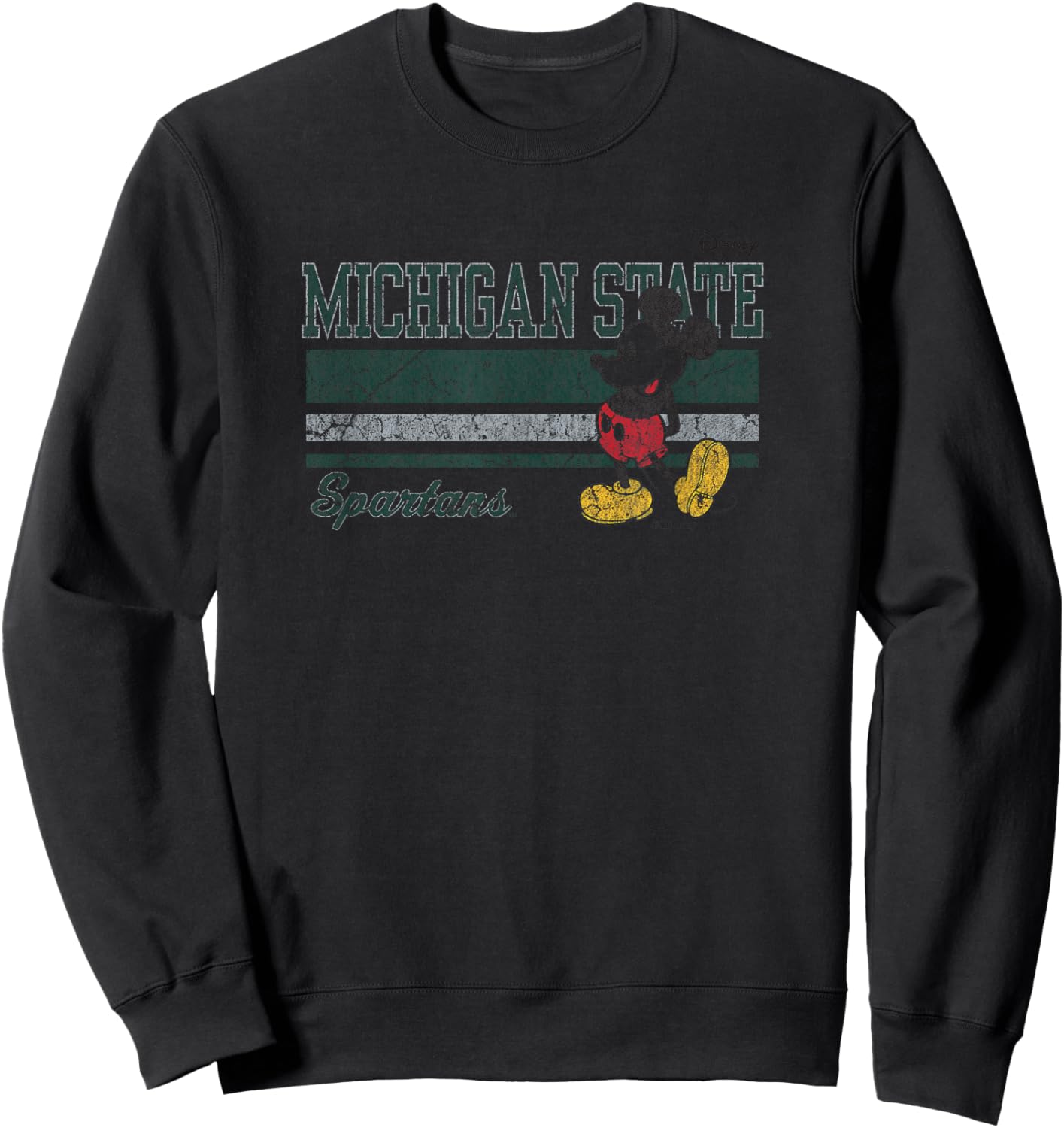 Michigan State Spartans Mickey Mouse Vintage White Sweatshirt - Sweatshirt | Black