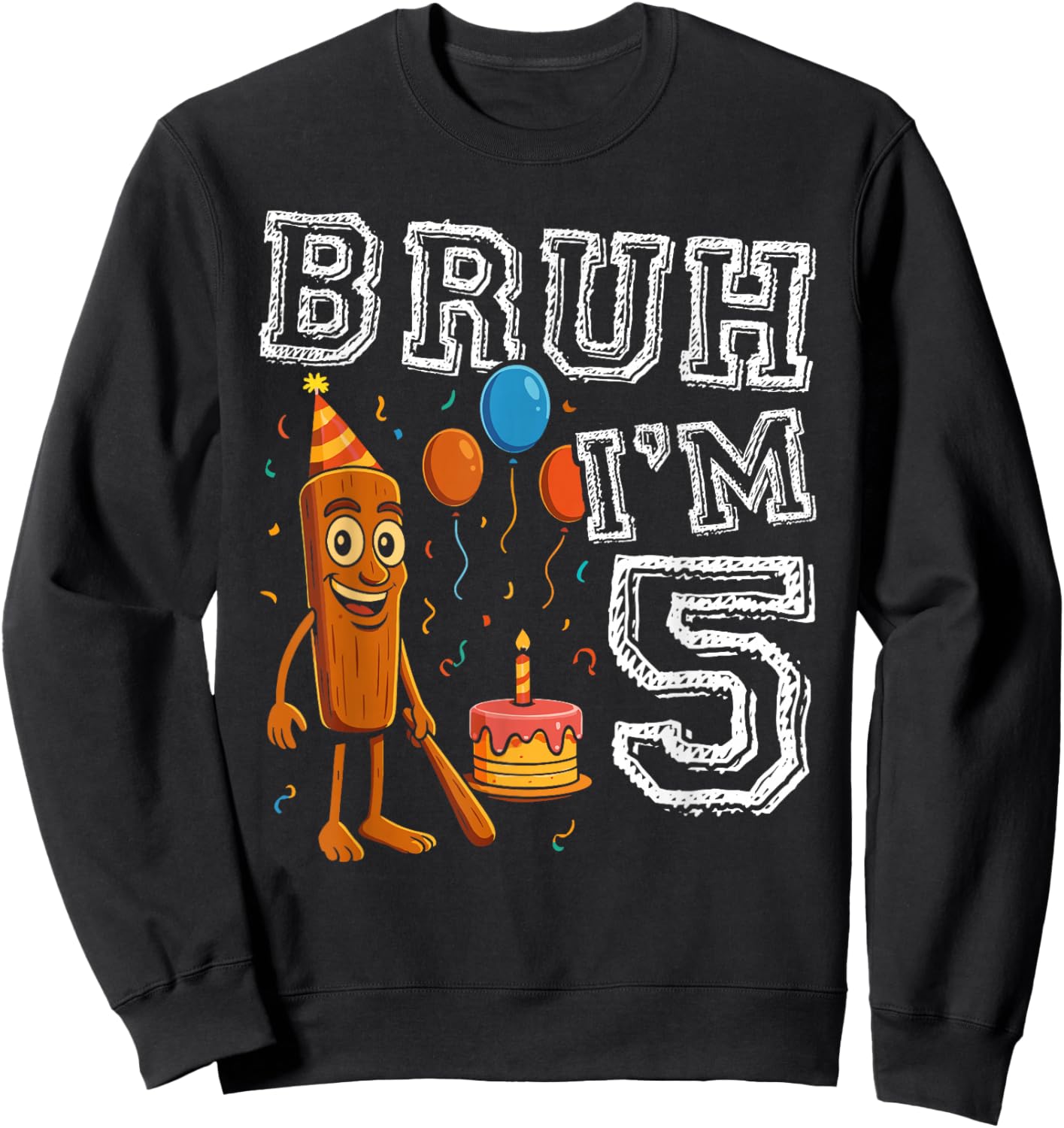 Italian Brainrot Bruh I'm 5 Age 5th Kids Boys Girls Sweatshirt - Sweatshirt | Black