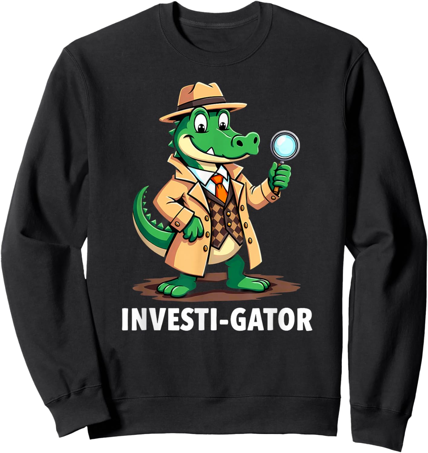 Humor Private Investigator Alligator Sweatshirt - Sweatshirt | Black