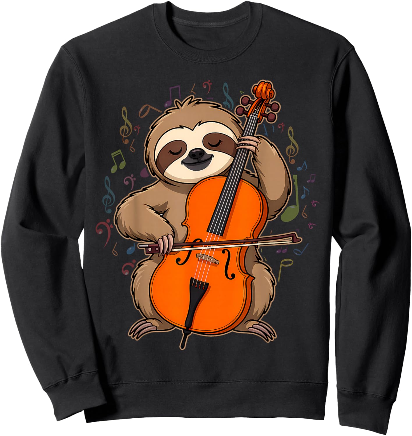 Cellist Sloth Cello Player Orchestra Music Animal Sweatshirt - Sweatshirt | Black