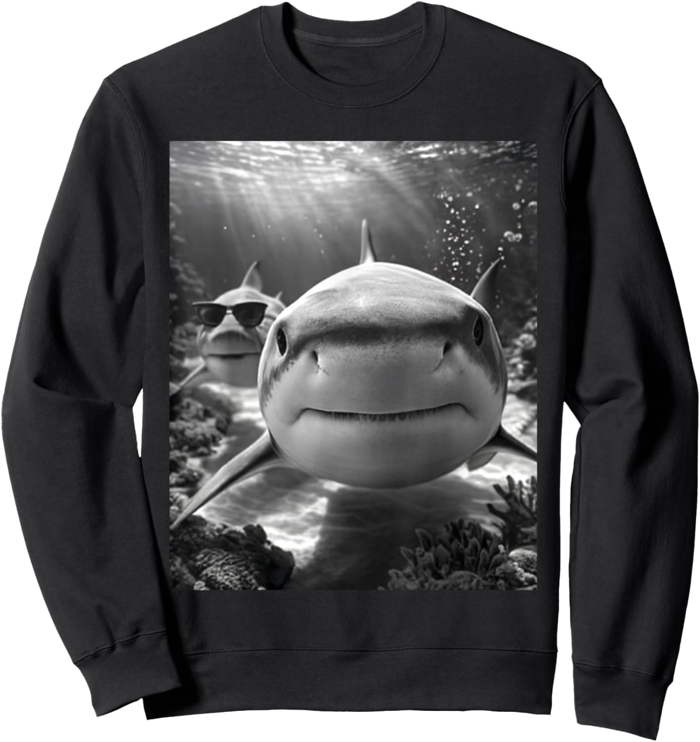 Cool Shark Animal Selfie Sweatshirt - Sweatshirt | Black