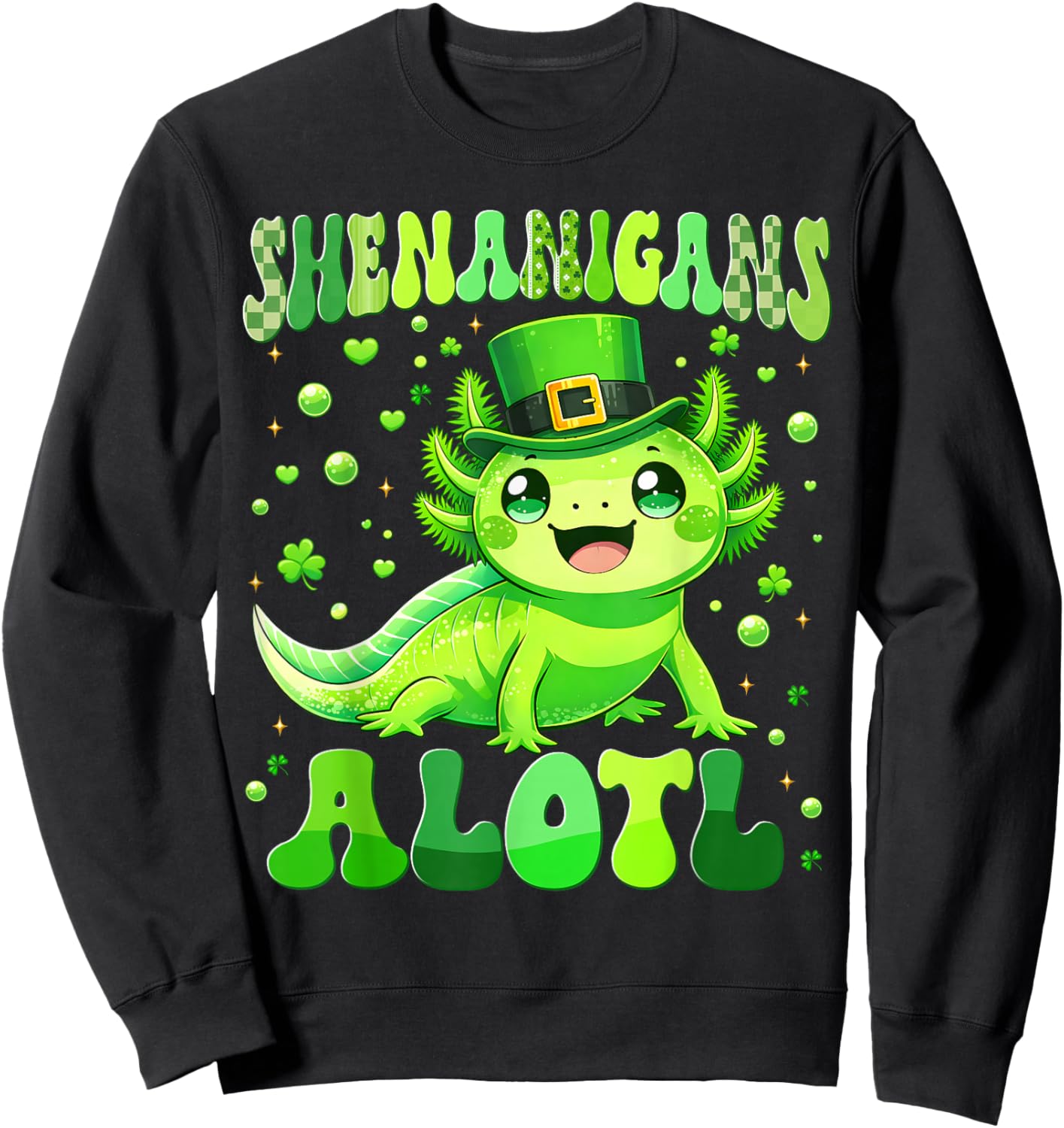 Funny Shenanigans Alotl Axolotl St Patricks Day Boy Kid Sweatshirt - Sweatshirt | Black