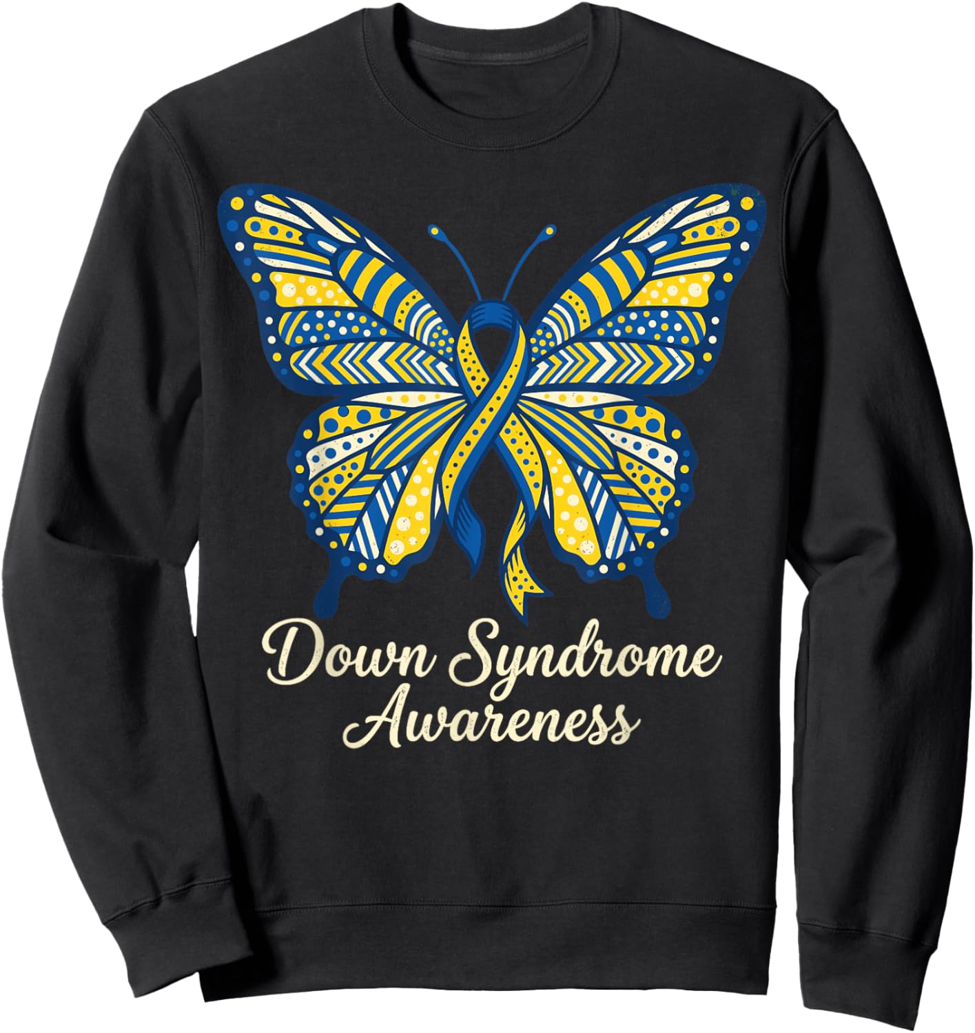 Down Syndrome Awareness Sunflower Ribbon Inclusion Support Sweatshirt - Sweatshirt | Black