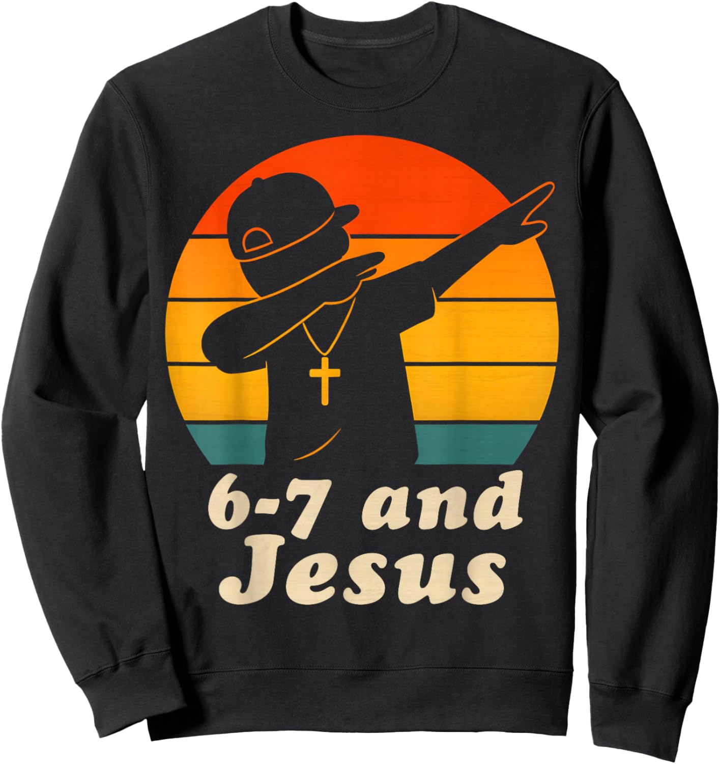 Christian 6 7 School Dabing Boy 67 Meme Funny Six Seven Kids Sweatshirt - Sweatshirt | Black