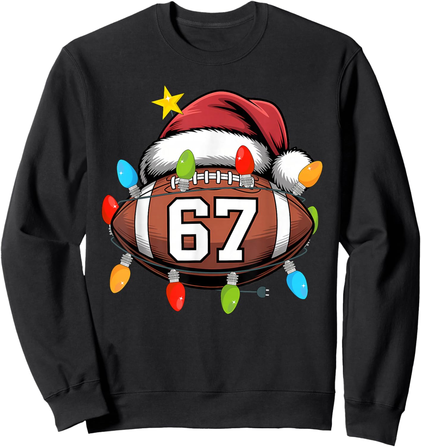 Christmas 67 Meme Football Santa Hat Funny Xmas Boys Men Sweatshirt - Sweatshirt | Black