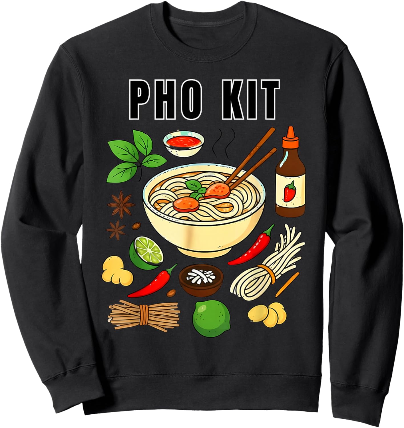 Funny Pho Kit Noodle Soup Pun Food Humor Apparel Pho Kit Sweatshirt - Sweatshirt | Black