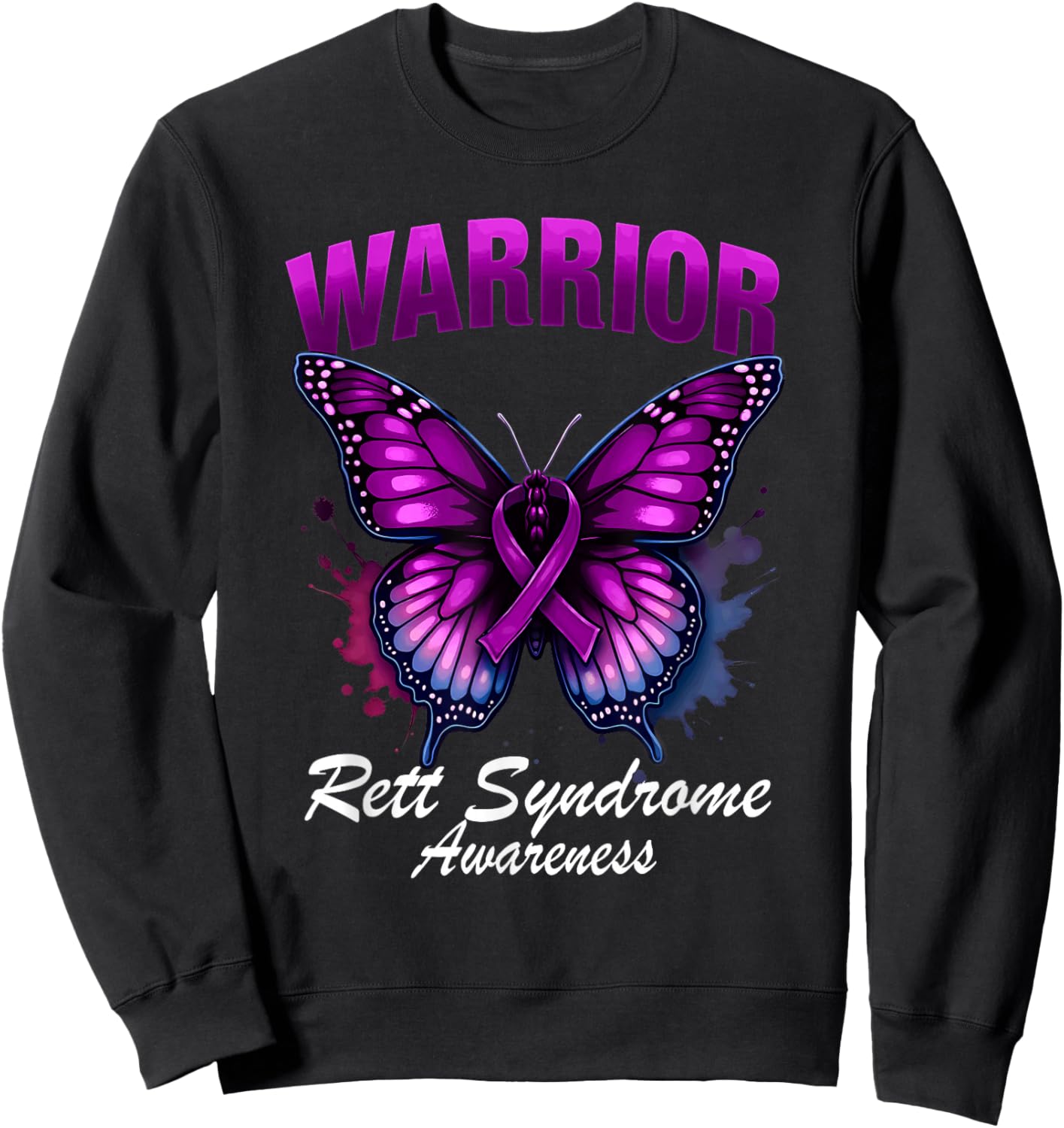 Splash Butterfly Rett Syndrome Awareness Sweatshirt - Sweatshirt | Black