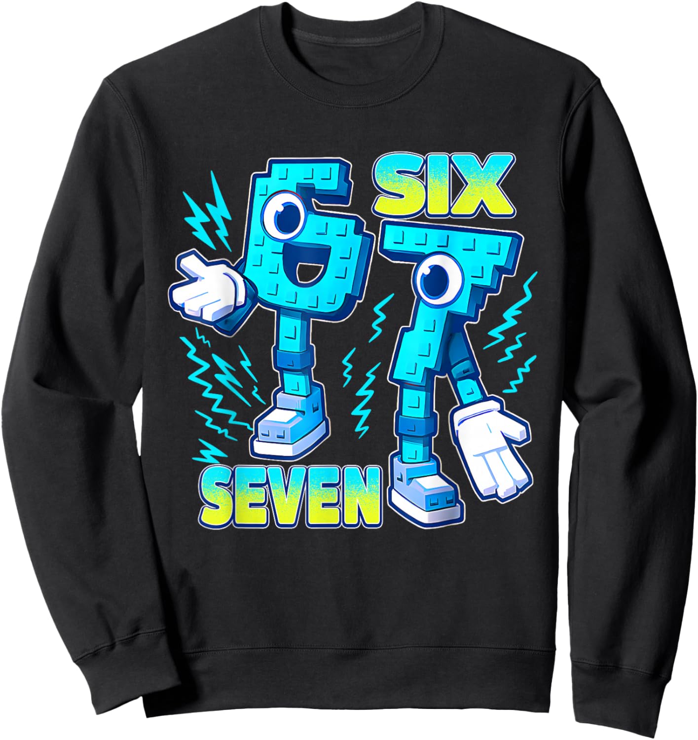 67 Six Seven 6-7 - Funny Italian Brainrot Kids Gaming Meme Sweatshirt - Sweatshirt | Black