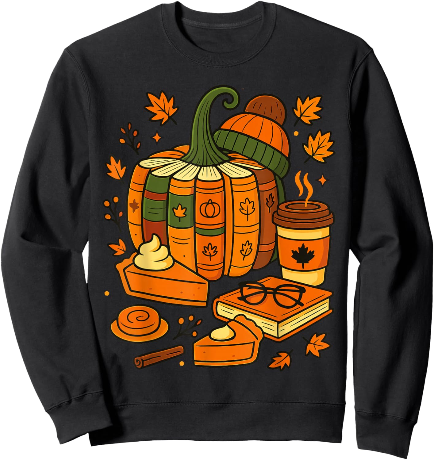 Retro Fall Pumpkin Books Autumn Reading Halloween Teacher Sweatshirt - Sweatshirt | Black