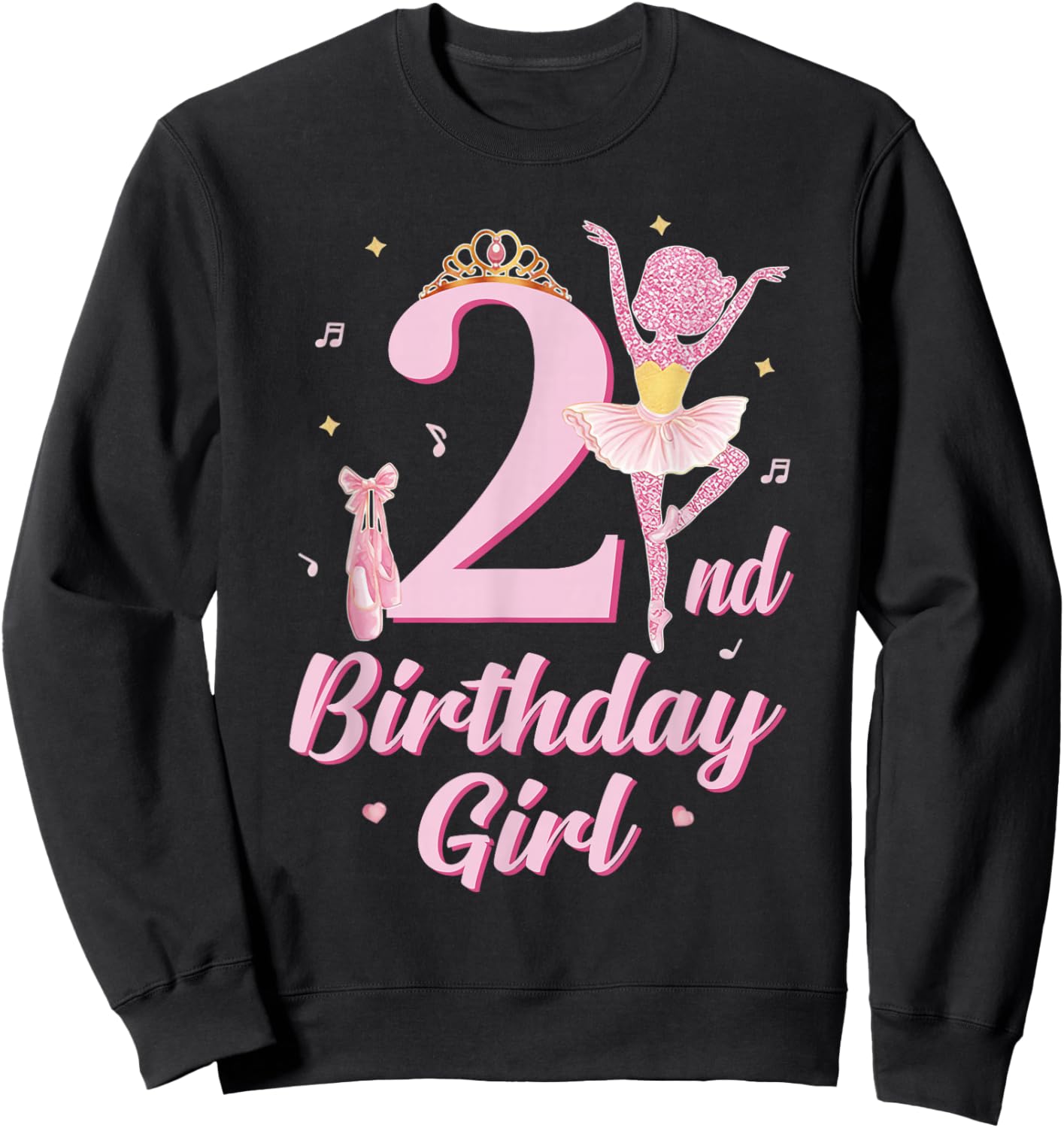 Ballerina 2nd Birthday Party Pink Ballet Tutu Cute 2 Yrs Old Sweatshirt - Sweatshirt | Black