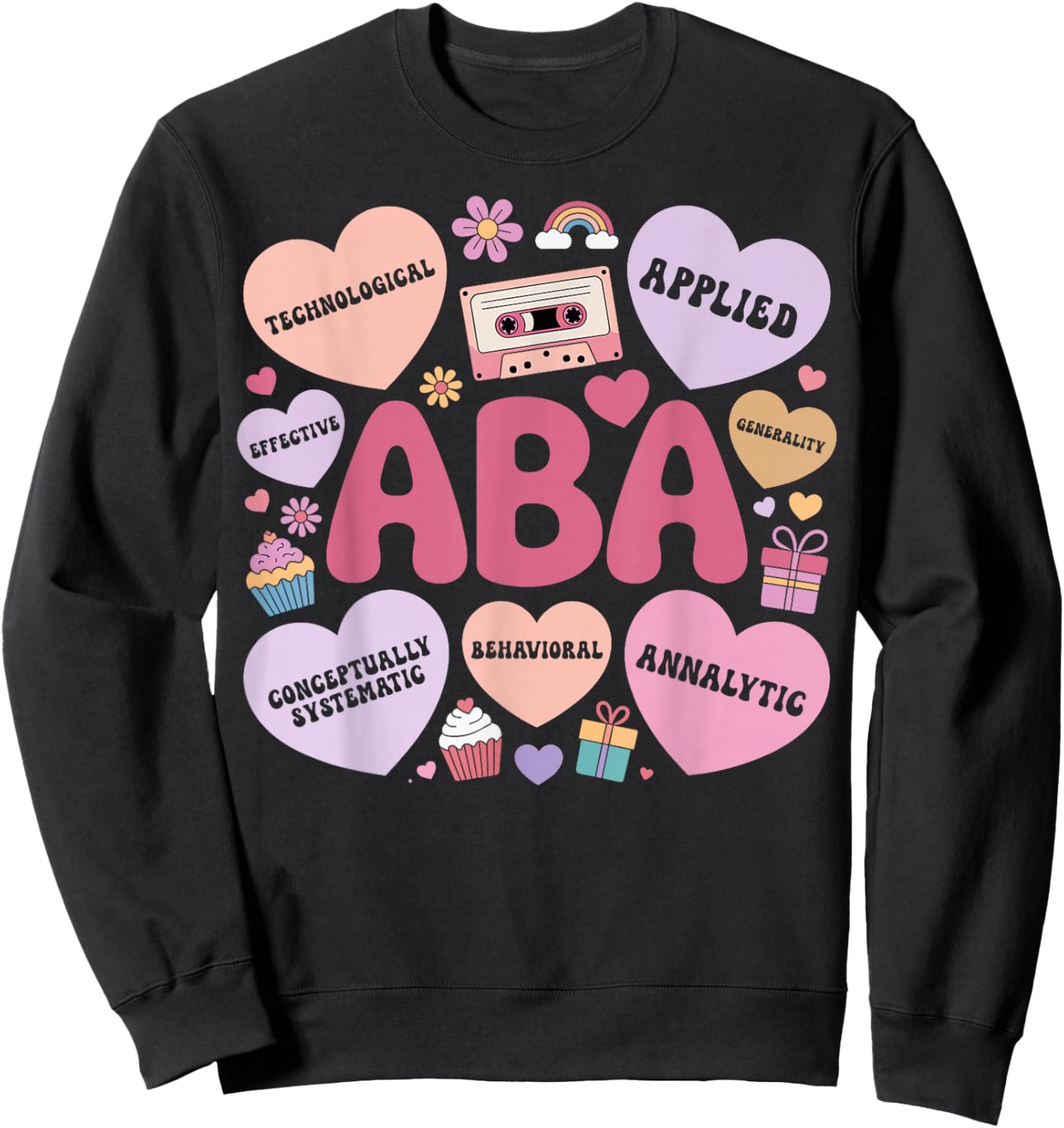 Behavioral Therapy ABA Therapist Valentine's Day Couple Sweatshirt - Sweatshirt | Black