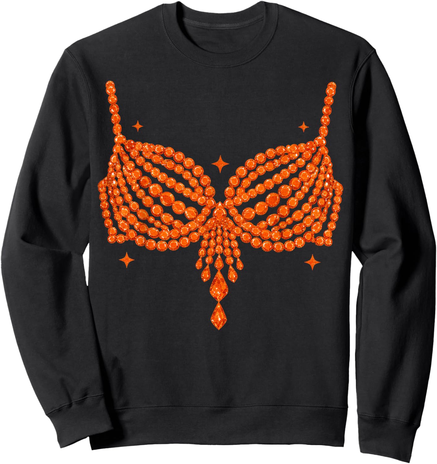 Halloween Funny Showgirl Orange Crystal Bra Lazy Costume Sweatshirt - Sweatshirt | Black