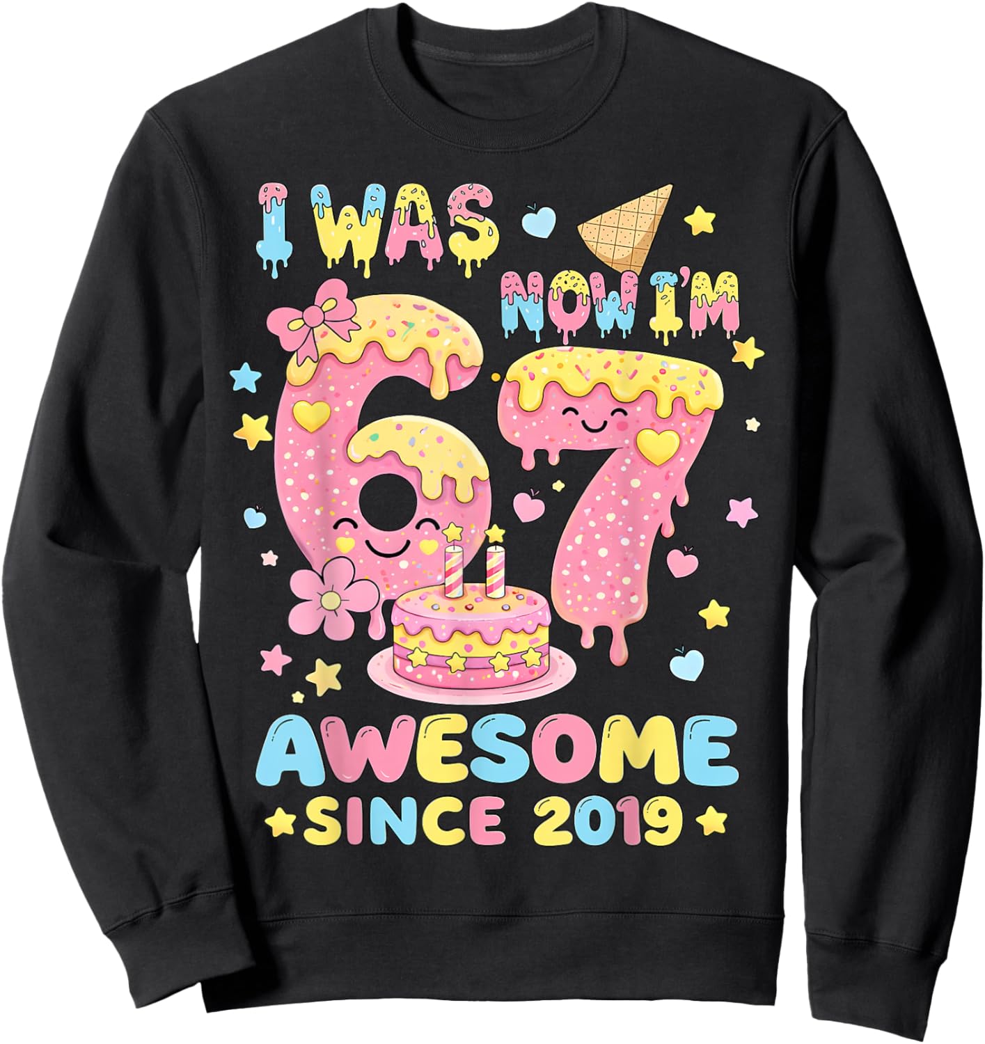 I was 6 Now I'm 7 Birthday Girl Gift Boys Girls Kid Sweatshirt - Sweatshirt | Black