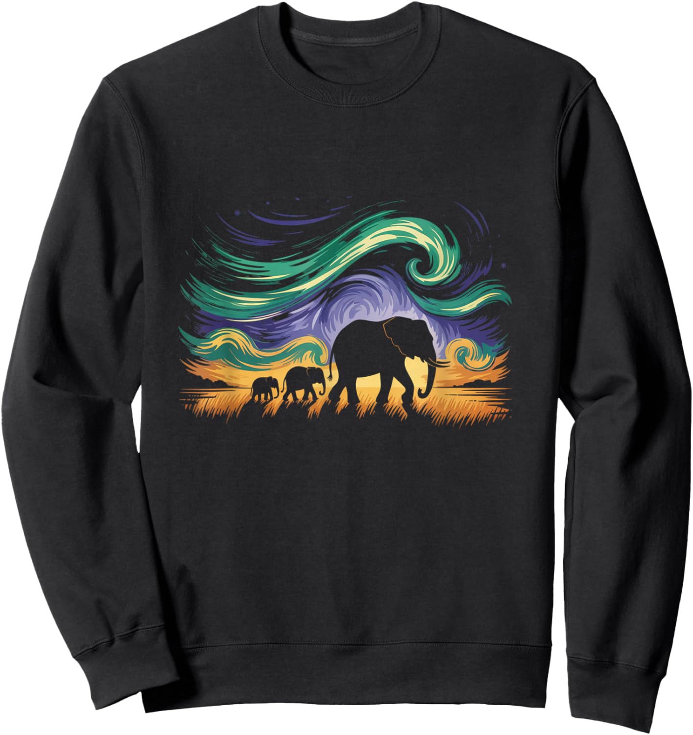Charming Elephant Modern Art Illustration Sweatshirt - Sweatshirt | Black