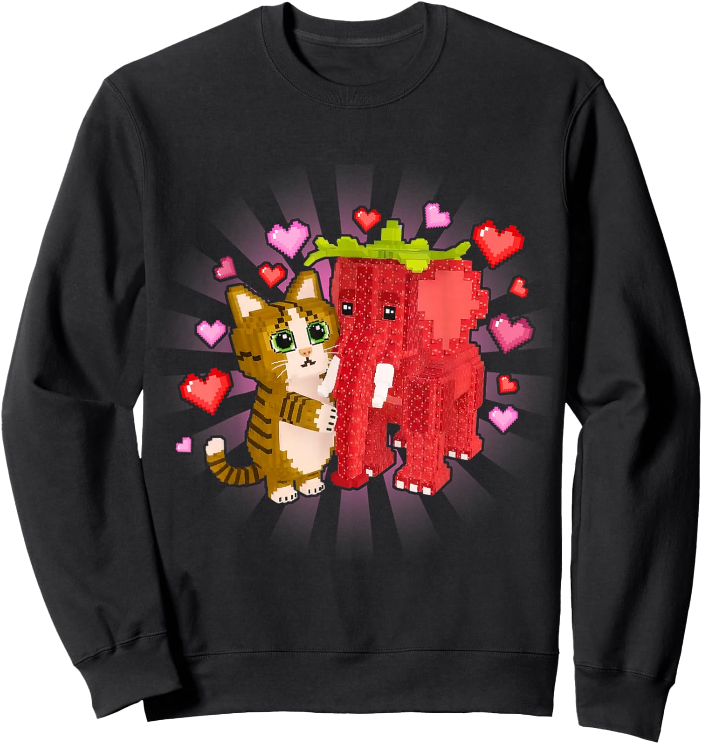 Meowl Strawberry Elephant OG Brainrot Valentine Hearts Sweatshirt - Sweatshirt | Black