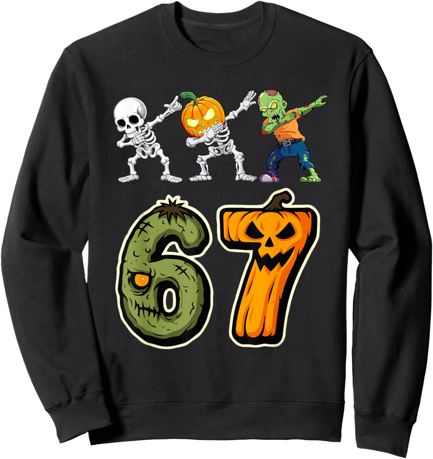 Dabbing Halloween Boys Six Seven 67 Meme Funny Kids Costume Sweatshirt - Sweatshirt | Black
