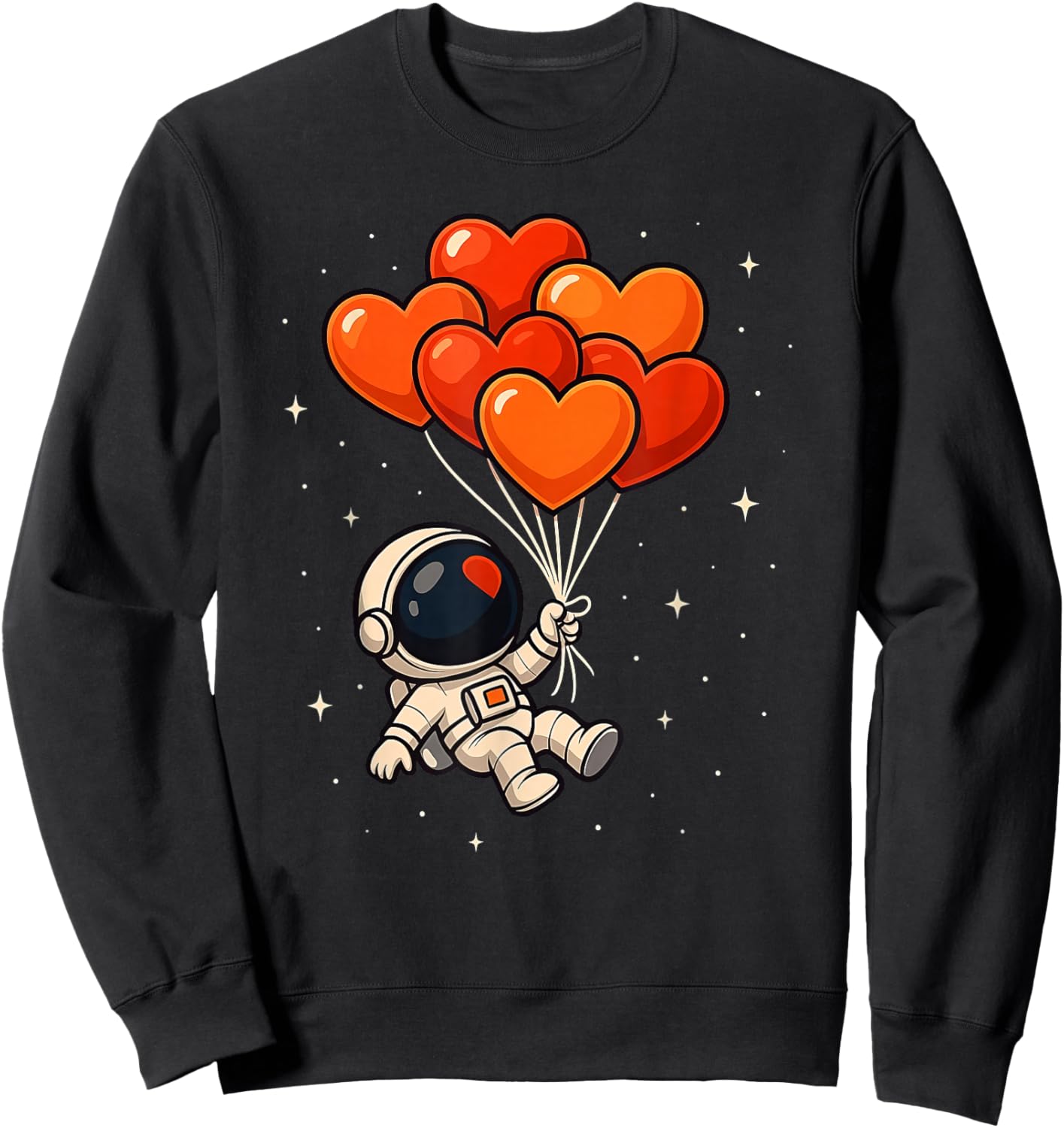 Funny Astronaut Heart Balloons Valentines Kids Sweatshirt - Sweatshirt | Black