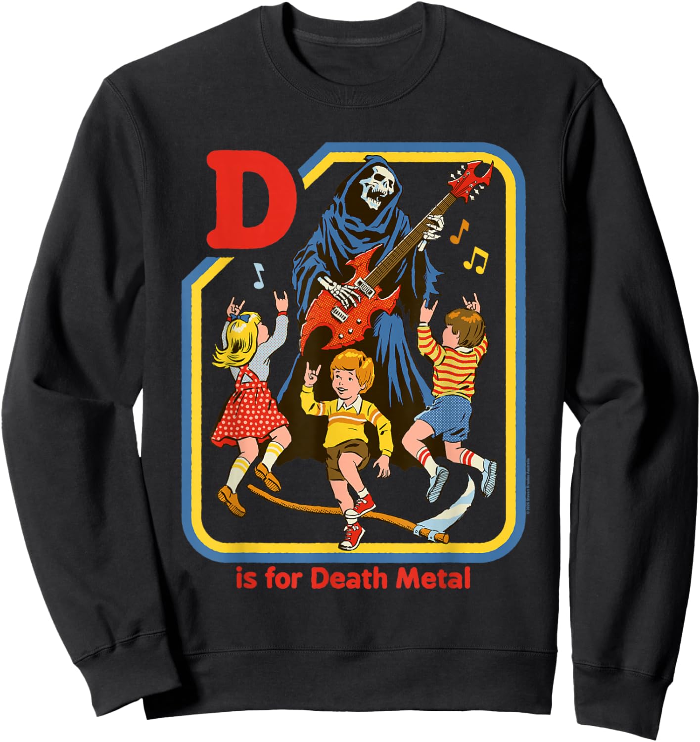 Steven Rhodes D is for Death Metal Grim Reaper Retro Humor Sweatshirt - Sweatshirt | Black