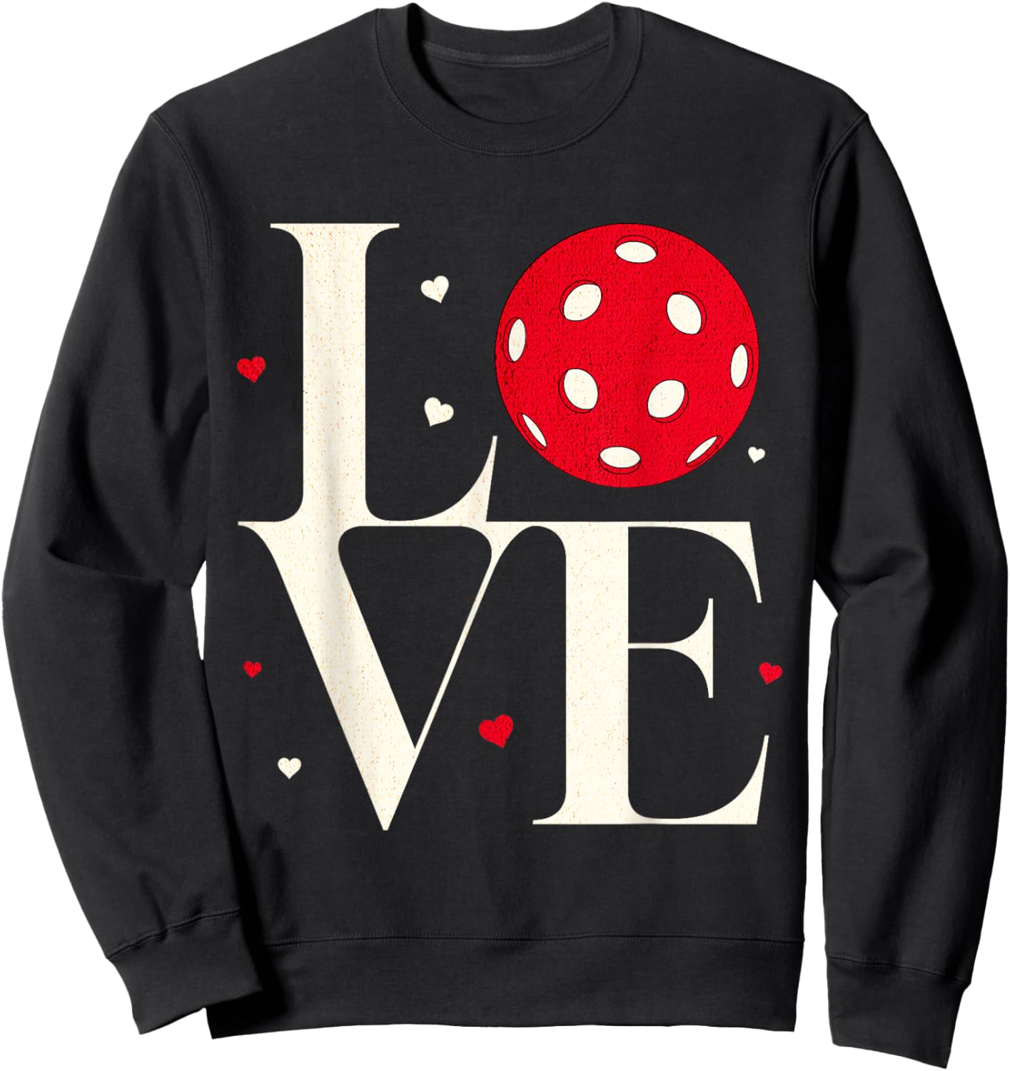 Love Pickleball Valentines Day Cute Red Heart Sweatshirt - Sweatshirt | Black