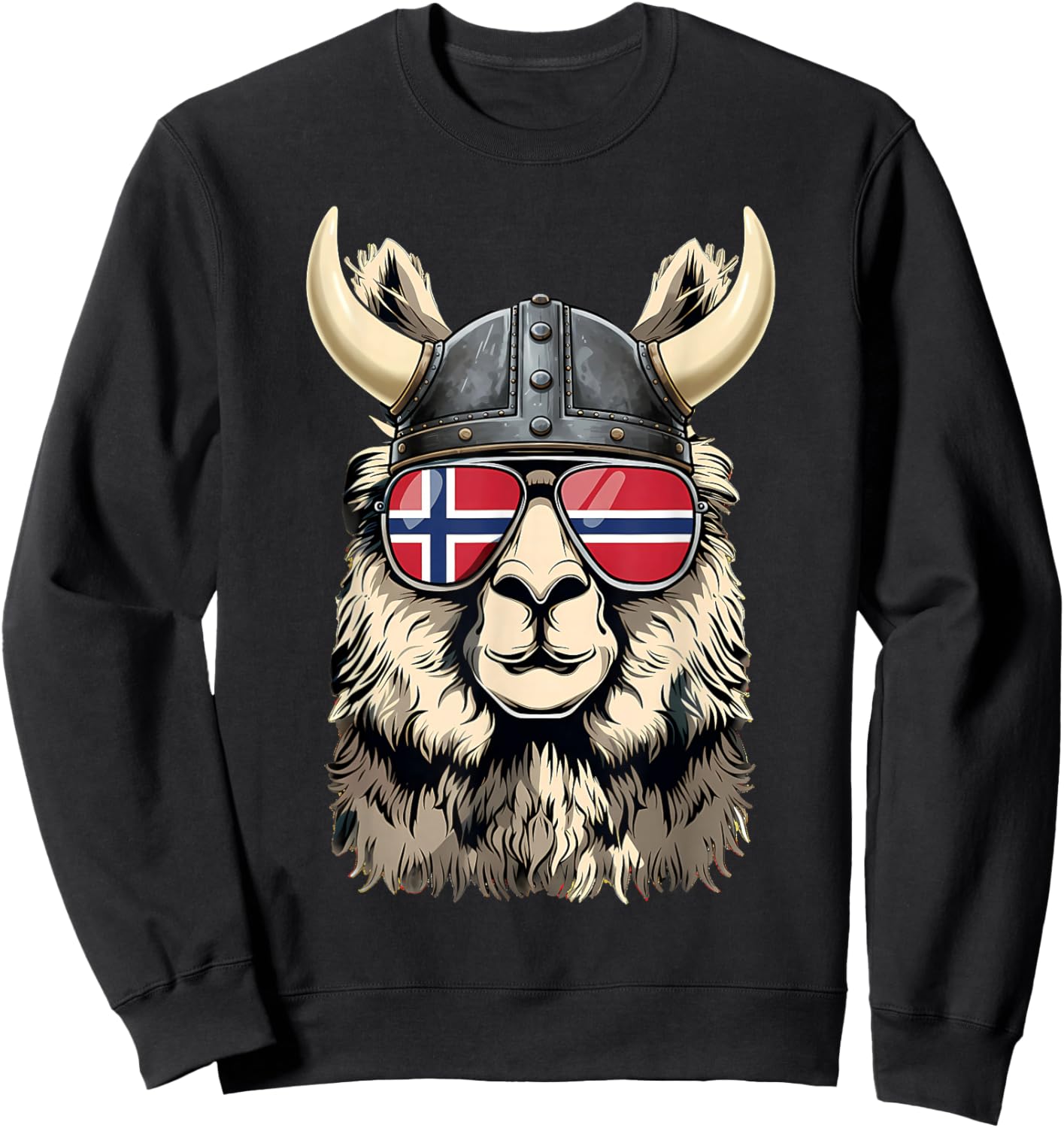 Norway Roots Llama Alapaca Norwegian Flag Norge Sweatshirt - Sweatshirt | Black