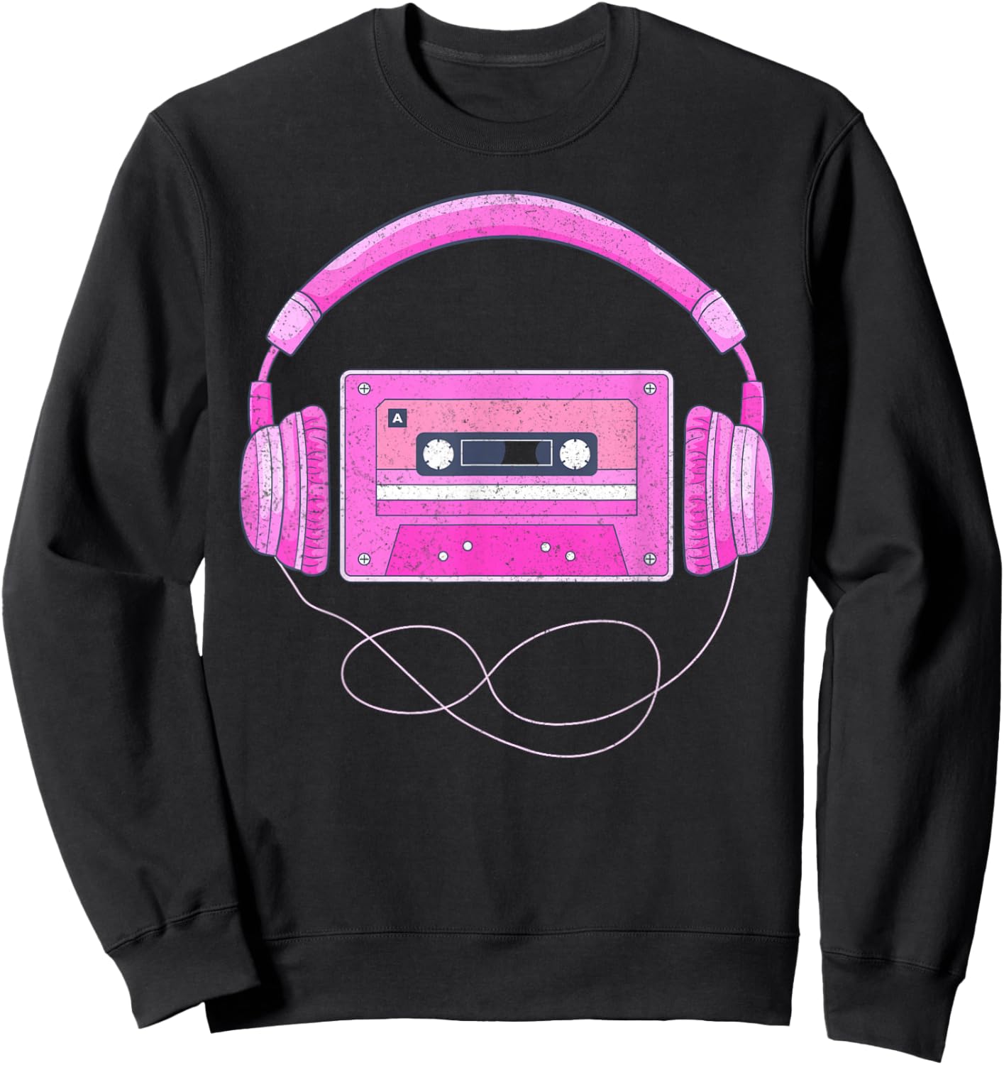 Love 80's 90's Music Retro Style Vintage Headphone Music DJ Sweatshirt - Sweatshirt | Black